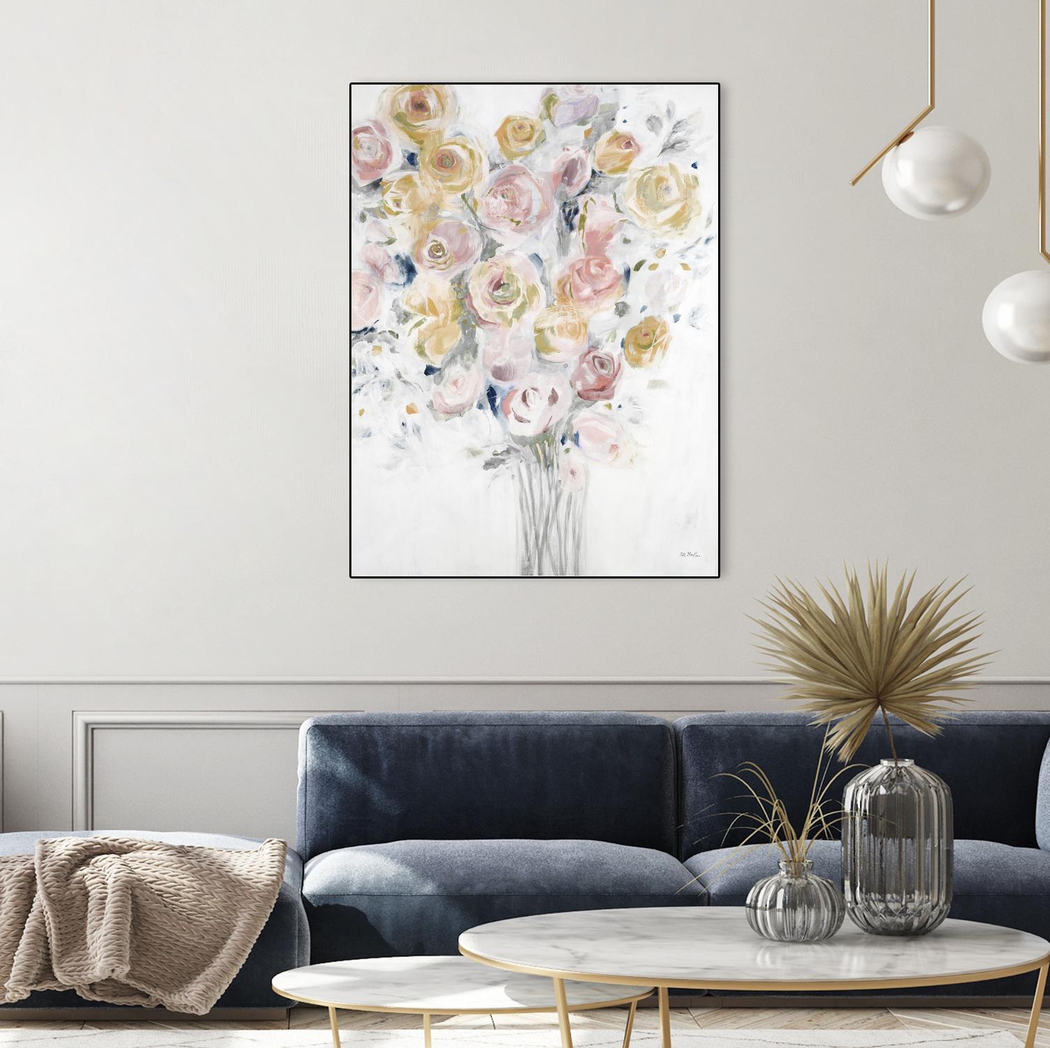 Cantata by Jill Martin on GIANT ART - pinks, oranges florals, botanicals