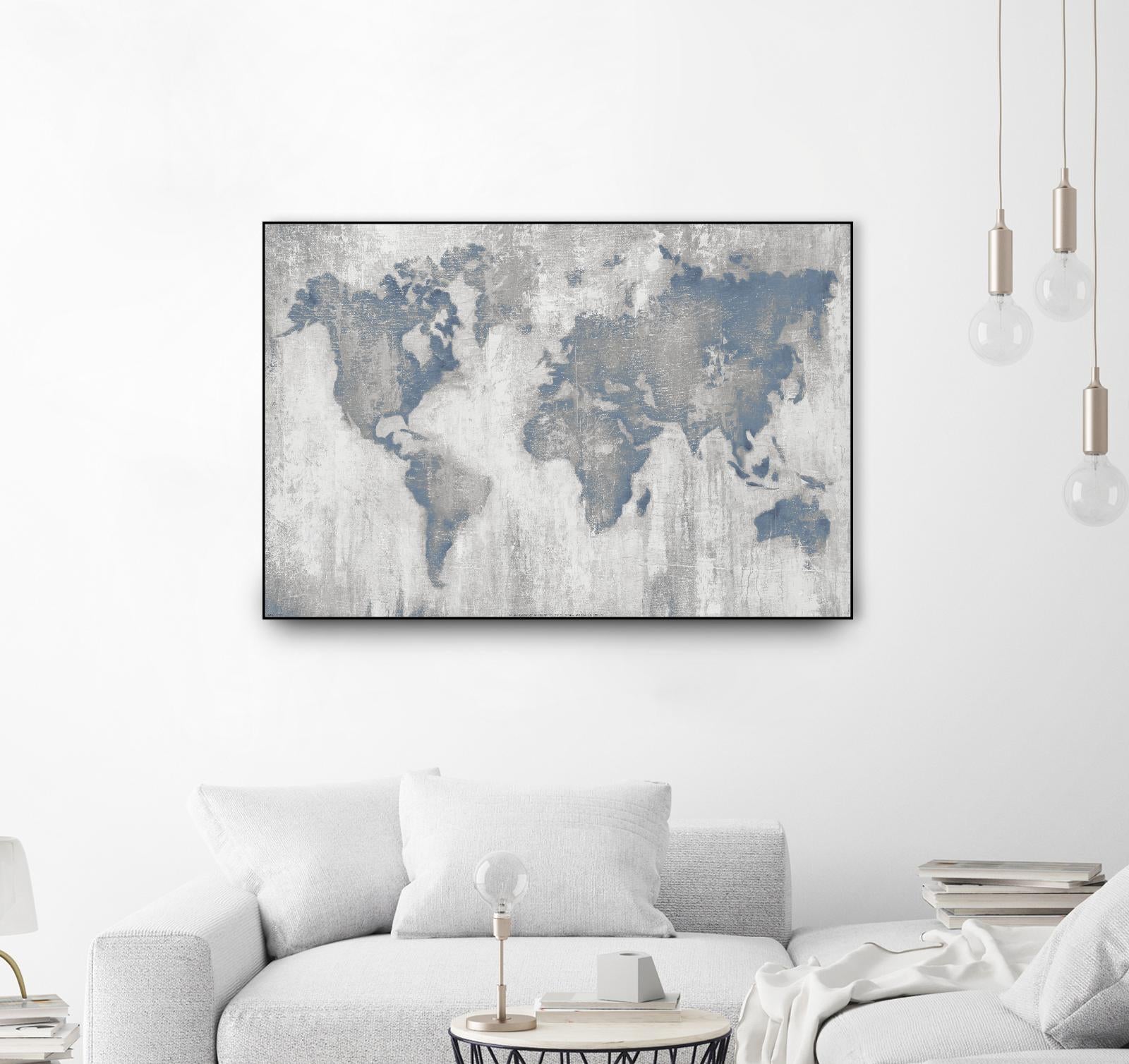 Map Of The World by Liz Jardine on GIANT ART - blue maps
