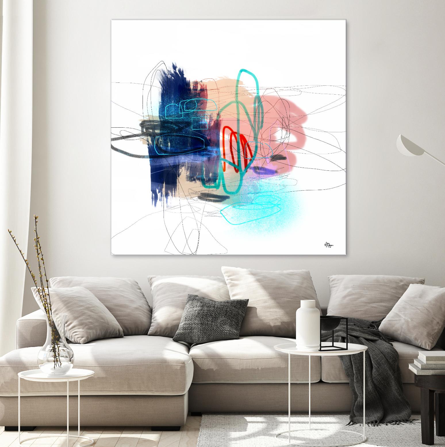 Loving Life III by Lisa Ridgers on GIANT ART - blues, pinks abstract