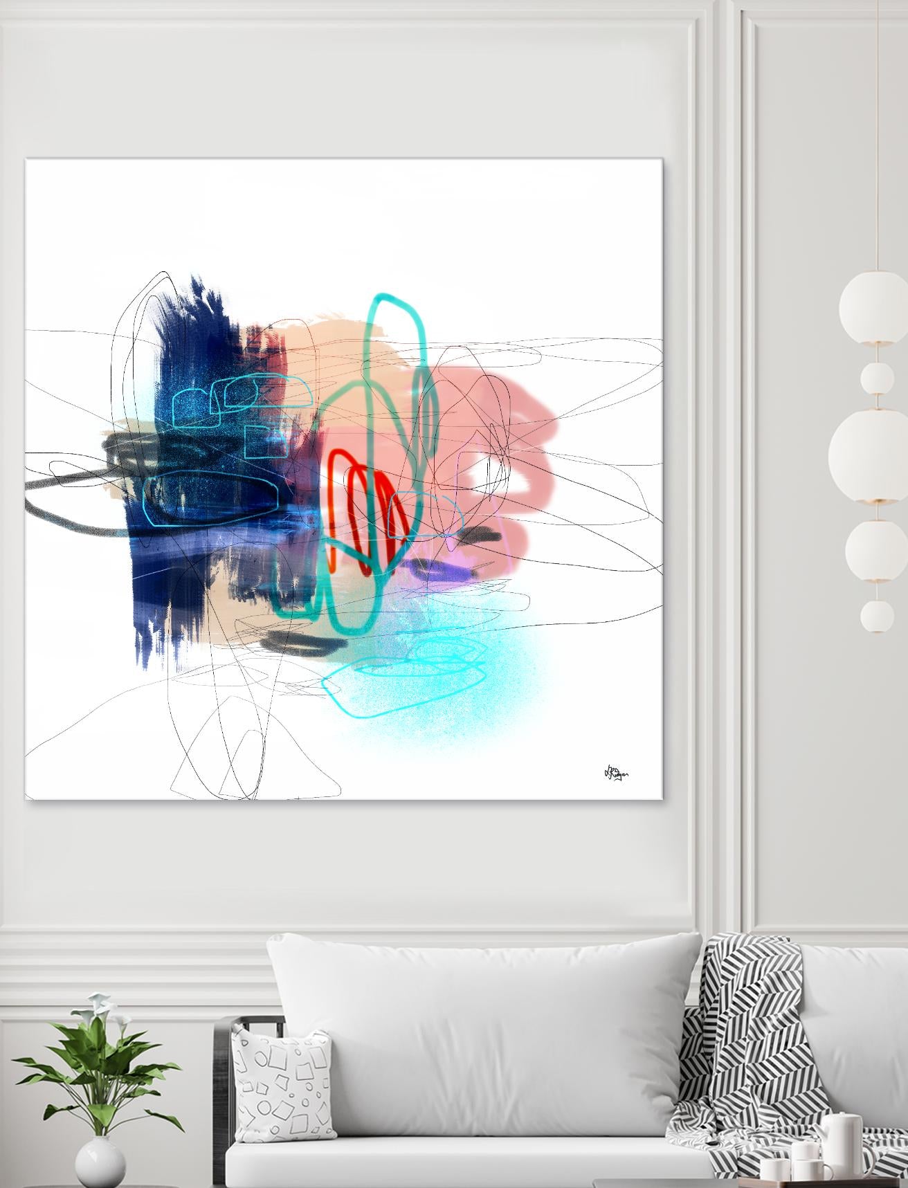 Loving Life III by Lisa Ridgers on GIANT ART - blues, pinks abstract