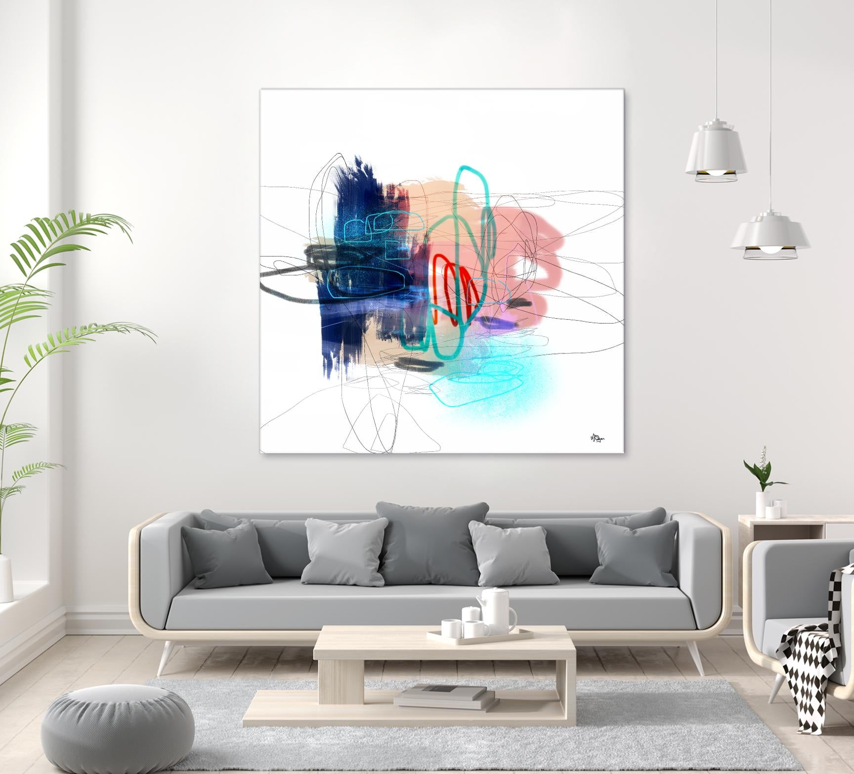 Loving Life III by Lisa Ridgers on GIANT ART - blues, pinks abstract