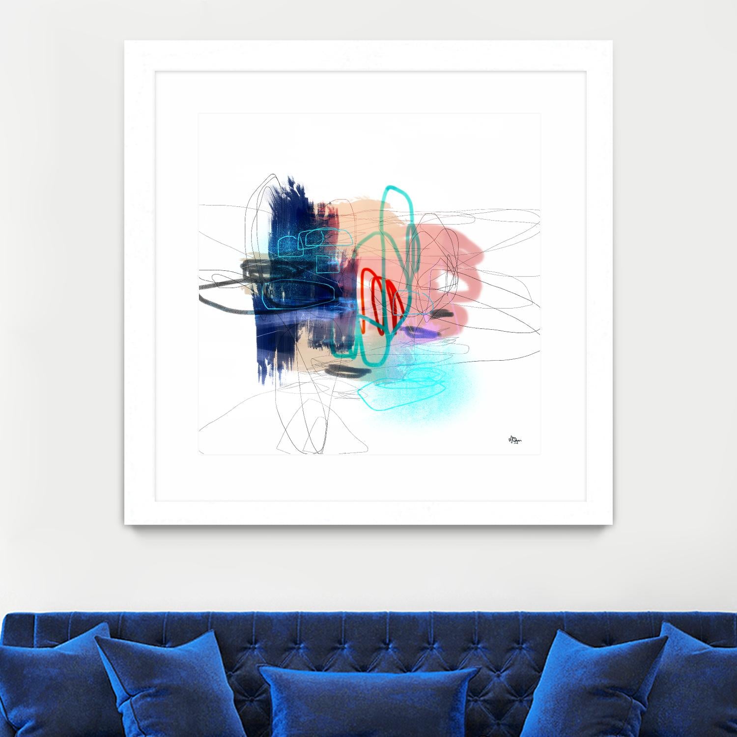 Loving Life III by Lisa Ridgers on GIANT ART - blues, pinks abstract