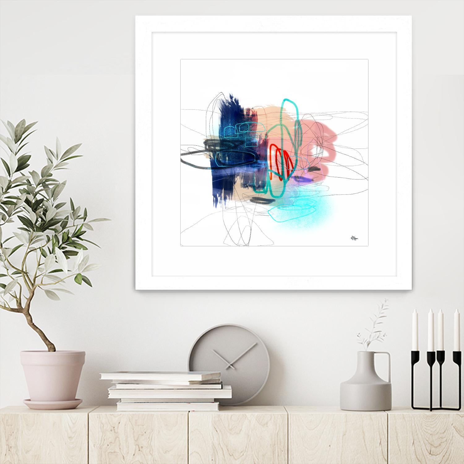 Loving Life III by Lisa Ridgers on GIANT ART - blues, pinks abstract