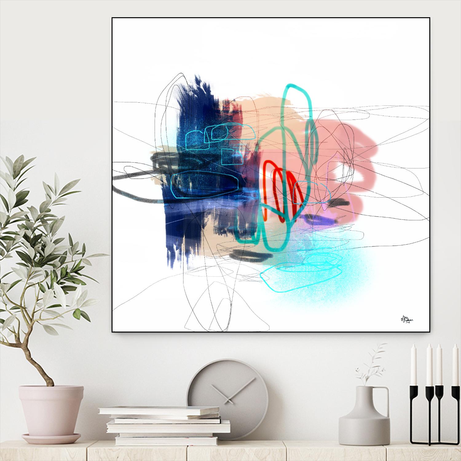 Loving Life III by Lisa Ridgers on GIANT ART - blues, pinks abstract