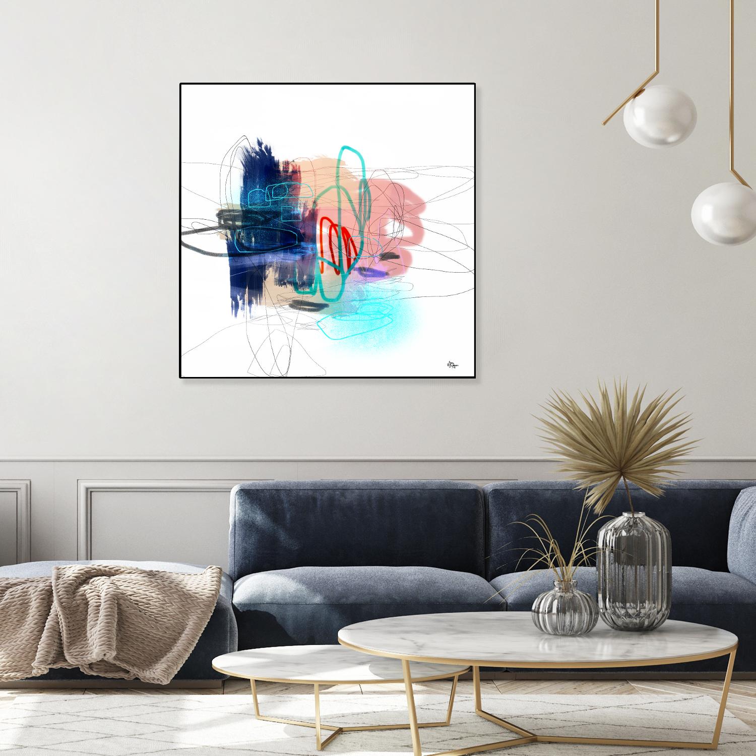 Loving Life III by Lisa Ridgers on GIANT ART - blues, pinks abstract