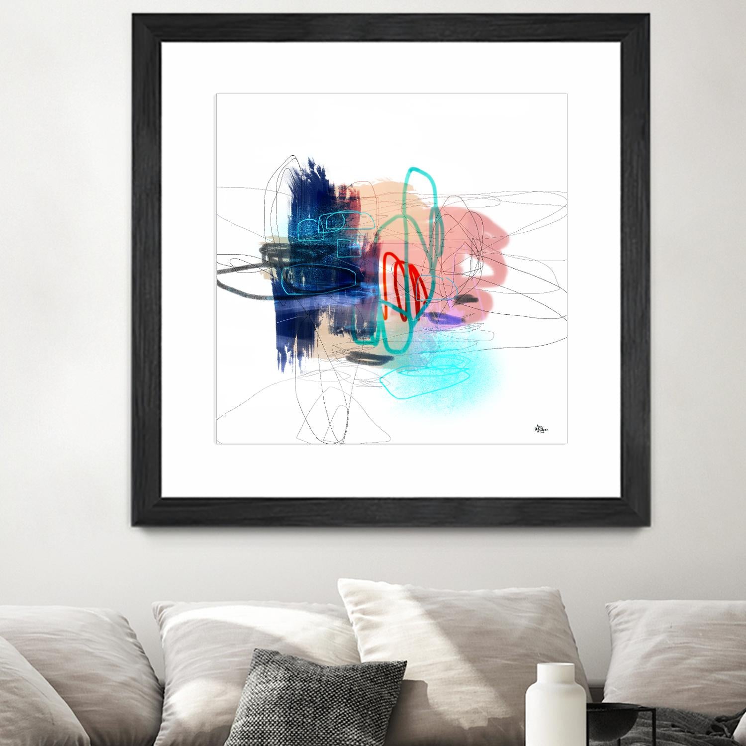 Loving Life III by Lisa Ridgers on GIANT ART - blues, pinks abstract