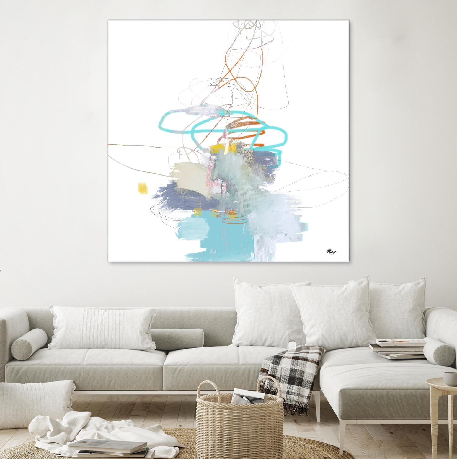 Loving Life V by Lisa Ridgers on GIANT ART - whites & creams, blues abstract