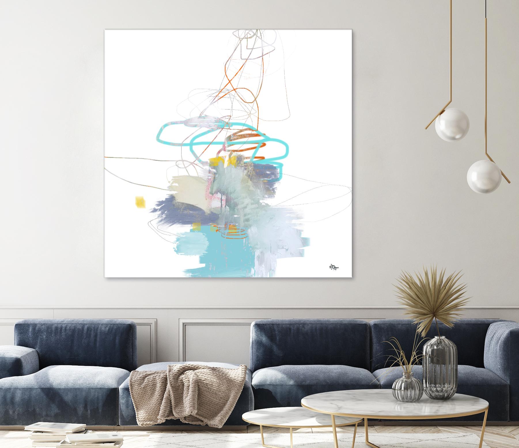 Loving Life V by Lisa Ridgers on GIANT ART - whites & creams, blues abstract