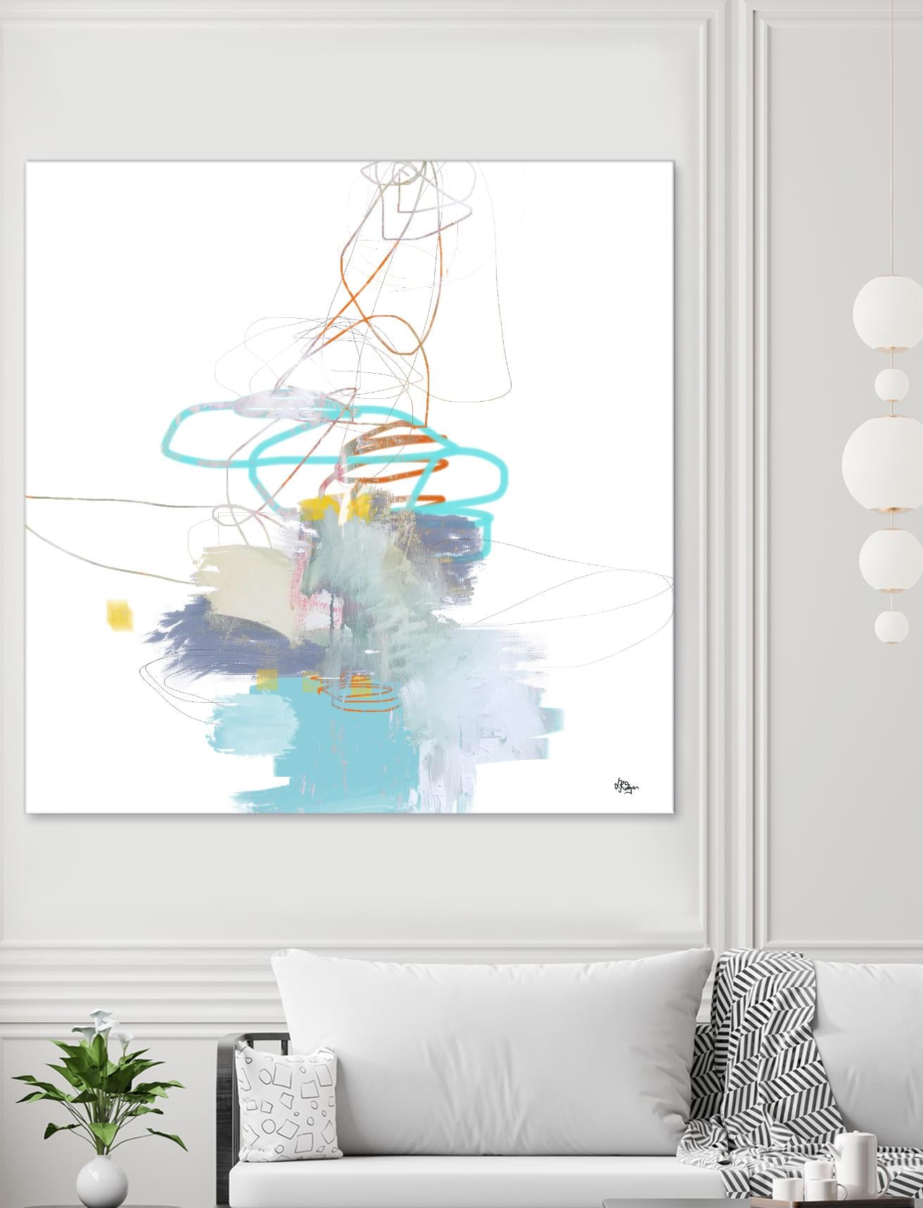 Loving Life V by Lisa Ridgers on GIANT ART - whites & creams, blues abstract