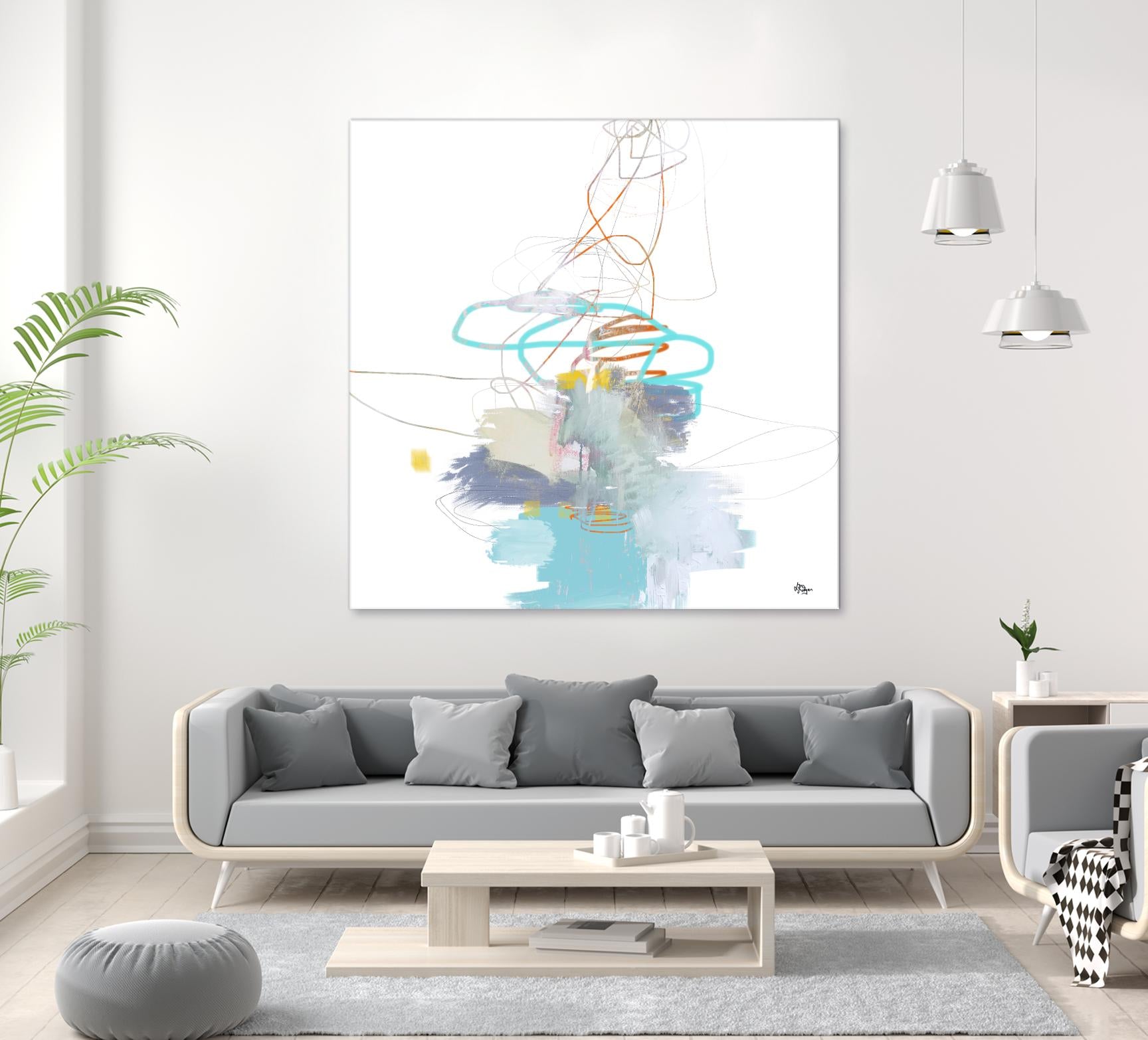 Loving Life V by Lisa Ridgers on GIANT ART - whites & creams, blues abstract