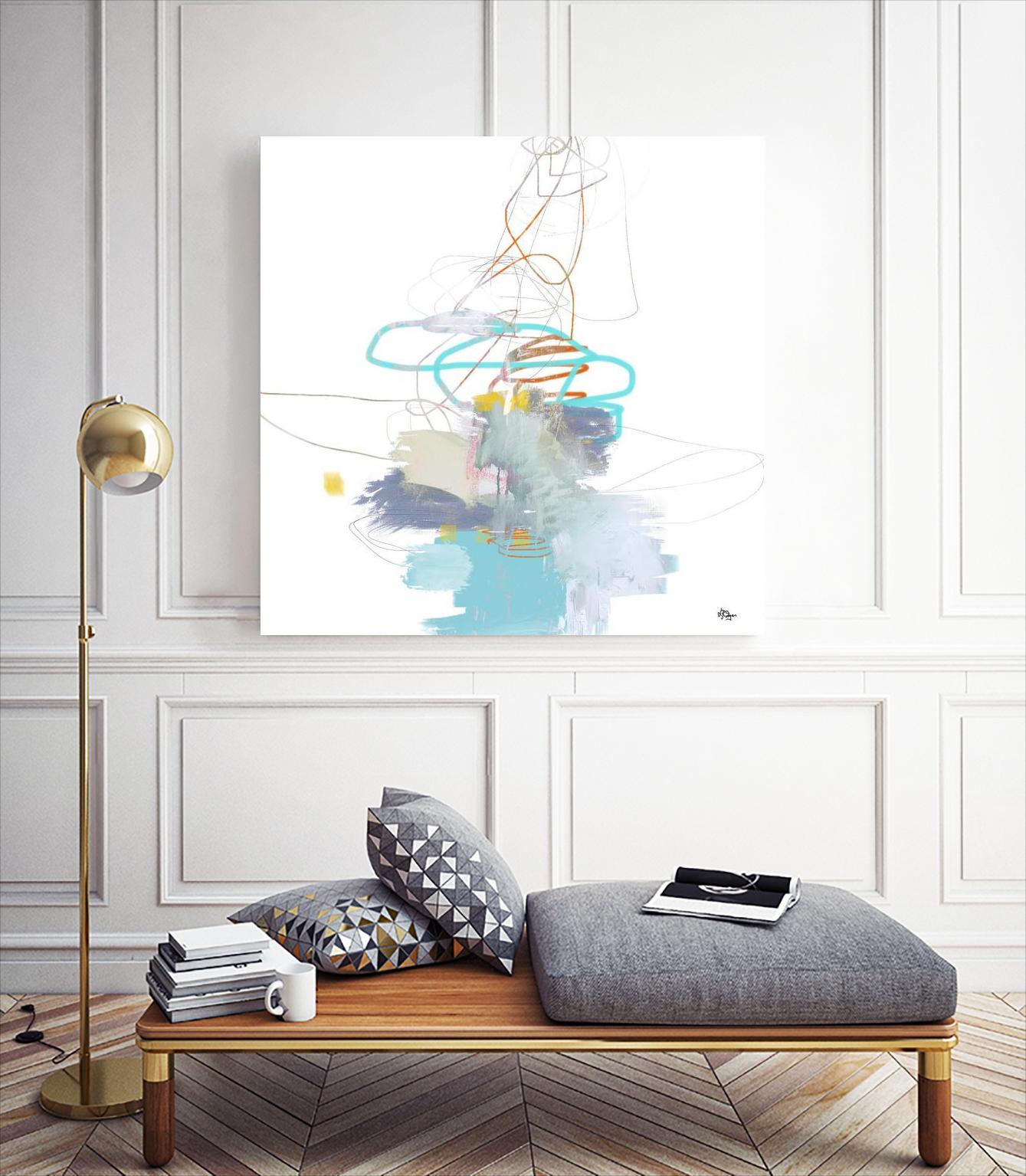 Loving Life V by Lisa Ridgers on GIANT ART - whites & creams, blues abstract