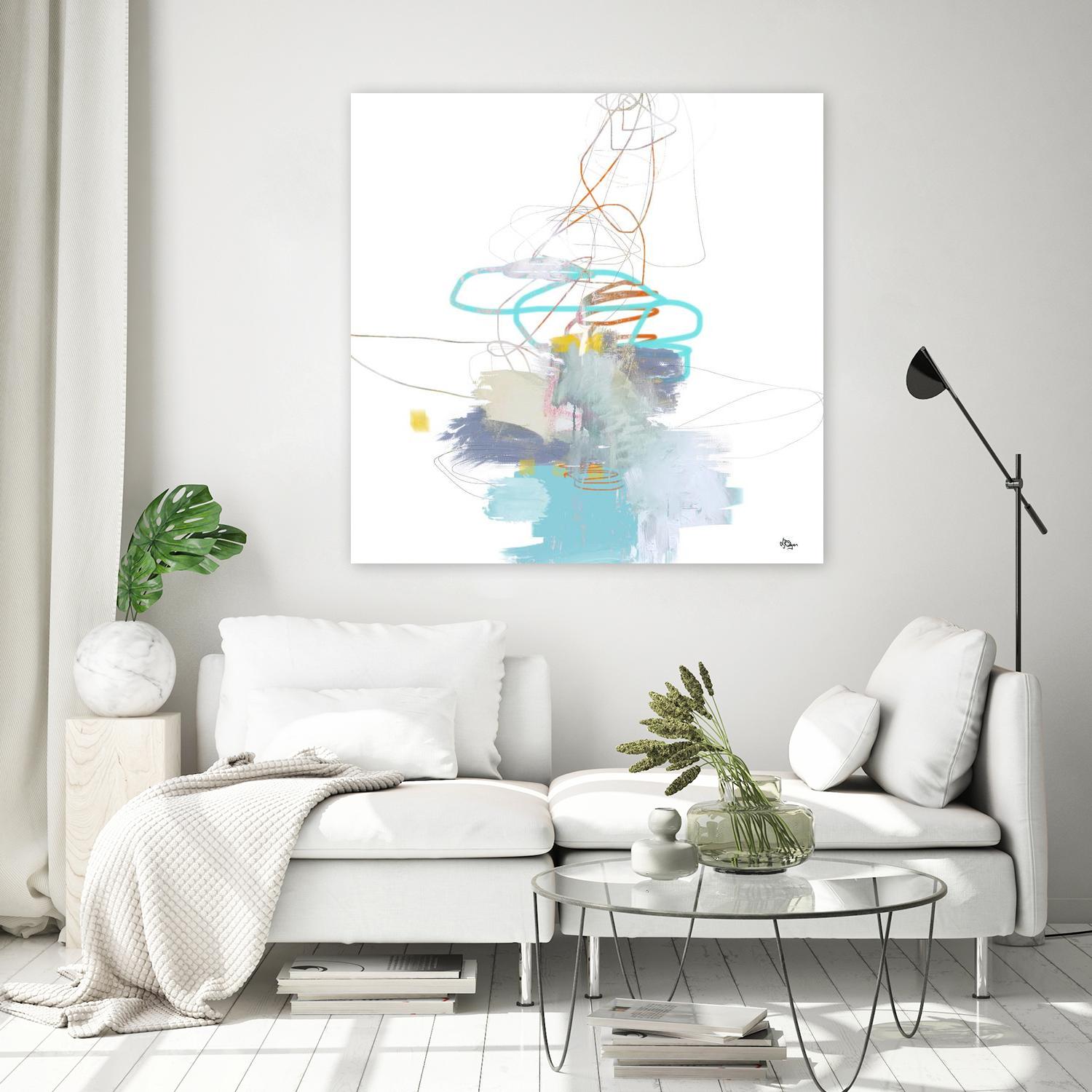 Loving Life V by Lisa Ridgers on GIANT ART - whites & creams, blues abstract