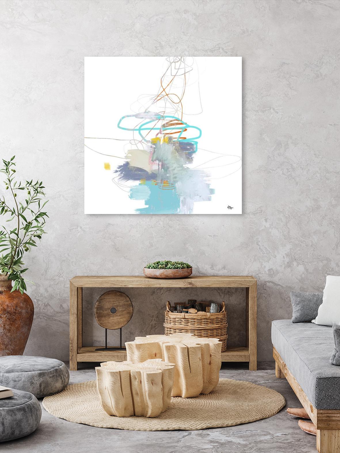 Loving Life V by Lisa Ridgers on GIANT ART - whites & creams, blues abstract