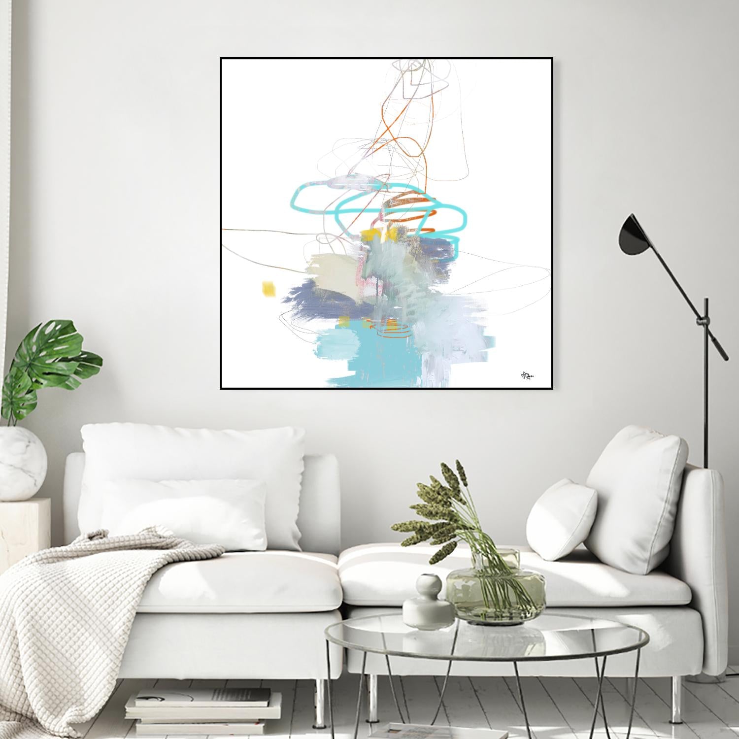 Loving Life V by Lisa Ridgers on GIANT ART - whites & creams, blues abstract