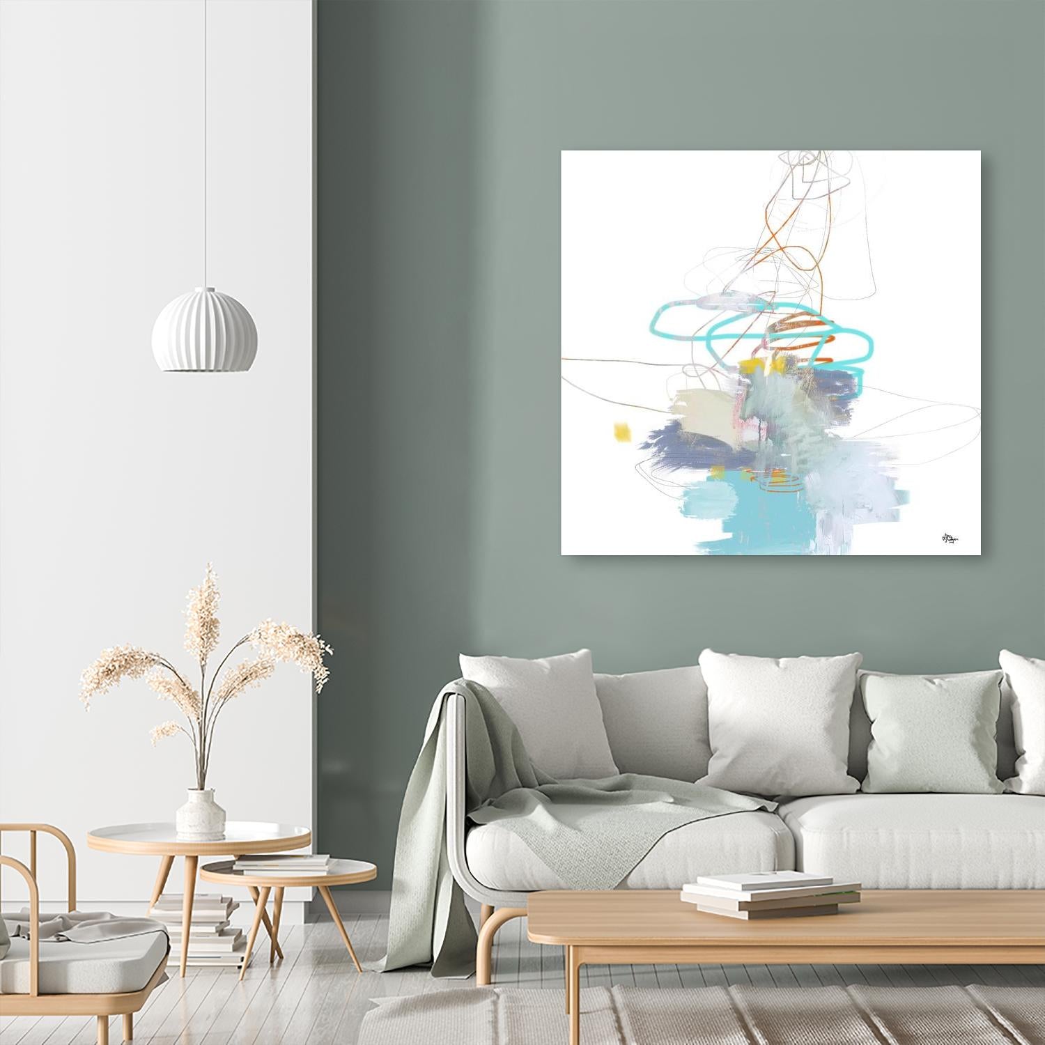 Loving Life V by Lisa Ridgers on GIANT ART - whites & creams, blues abstract