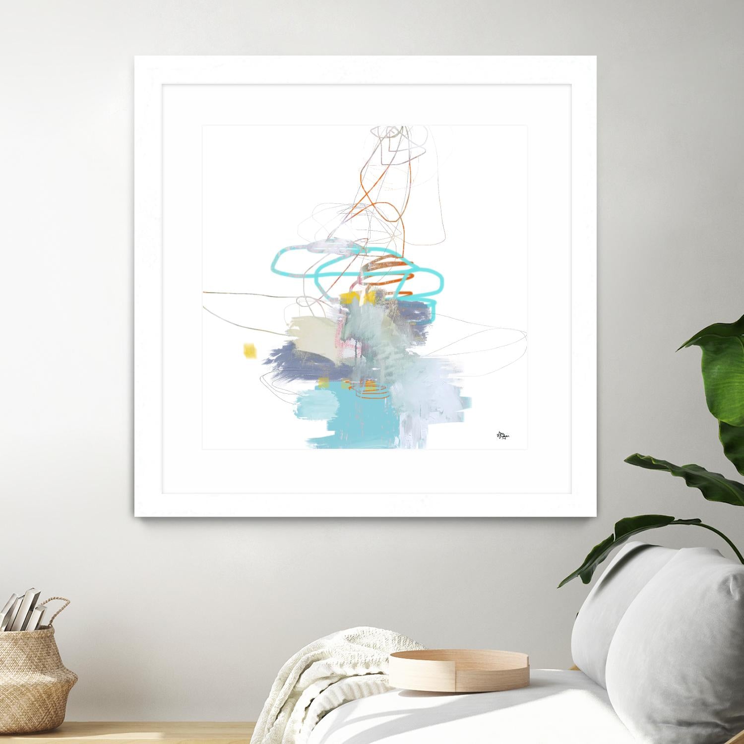 Loving Life V by Lisa Ridgers on GIANT ART - whites & creams, blues abstract