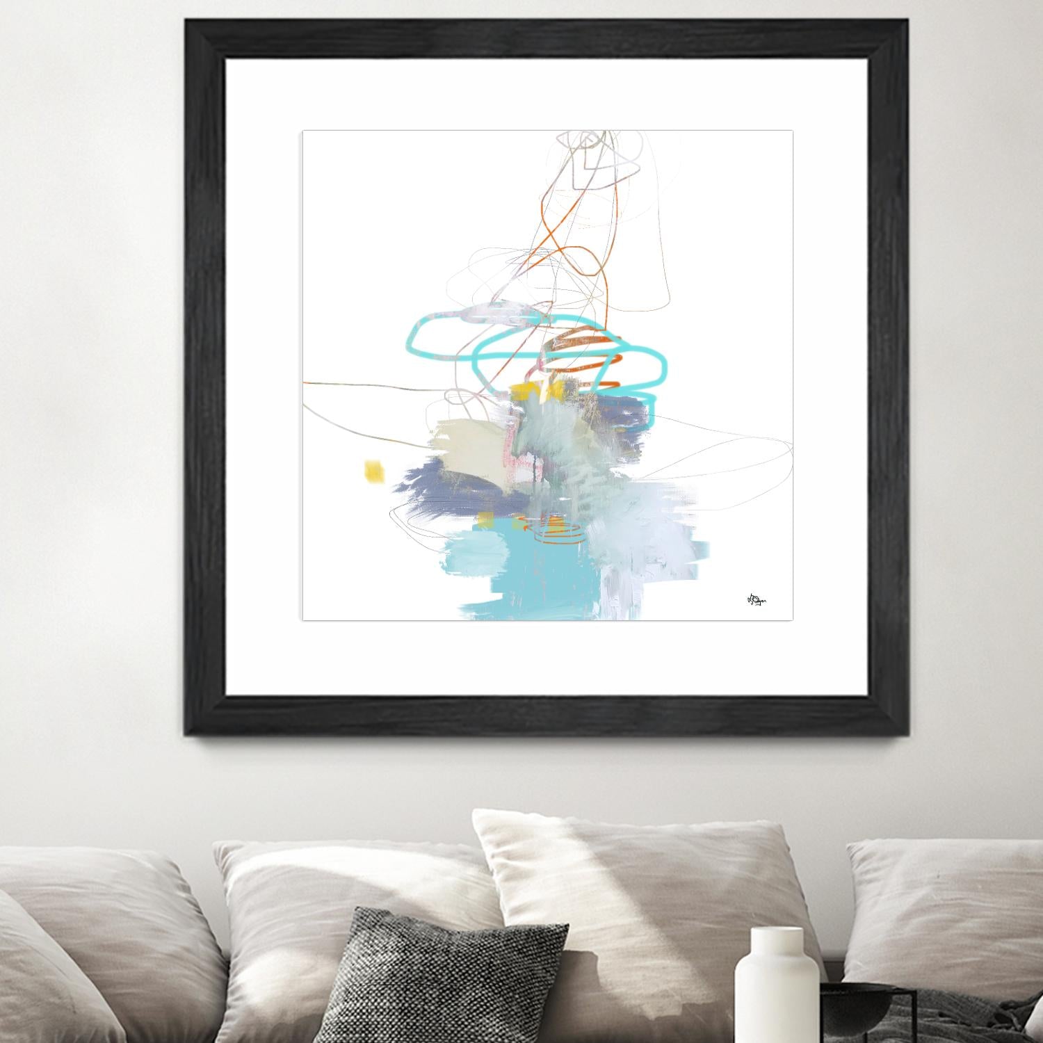 Loving Life V by Lisa Ridgers on GIANT ART - whites & creams, blues abstract