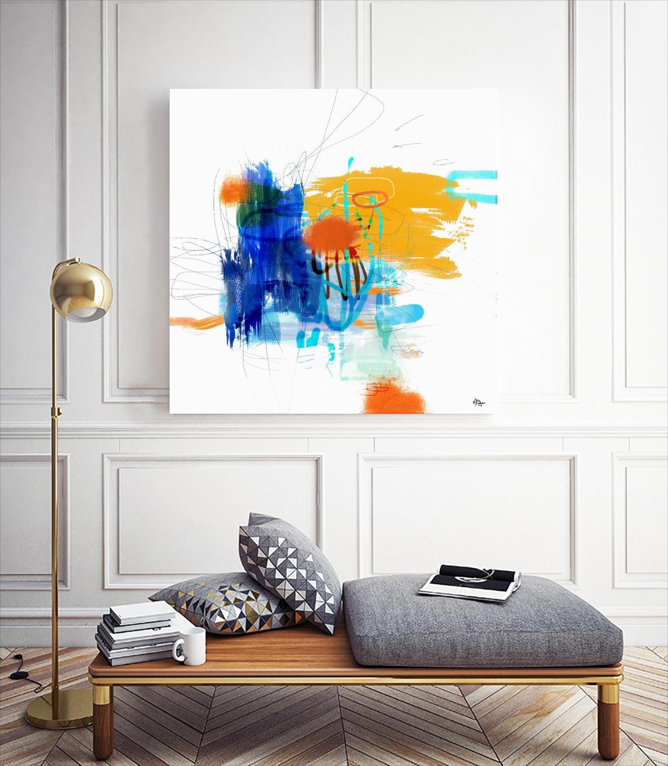 Loving Life VI by Lisa Ridgers on GIANT ART - yellows, blues abstract