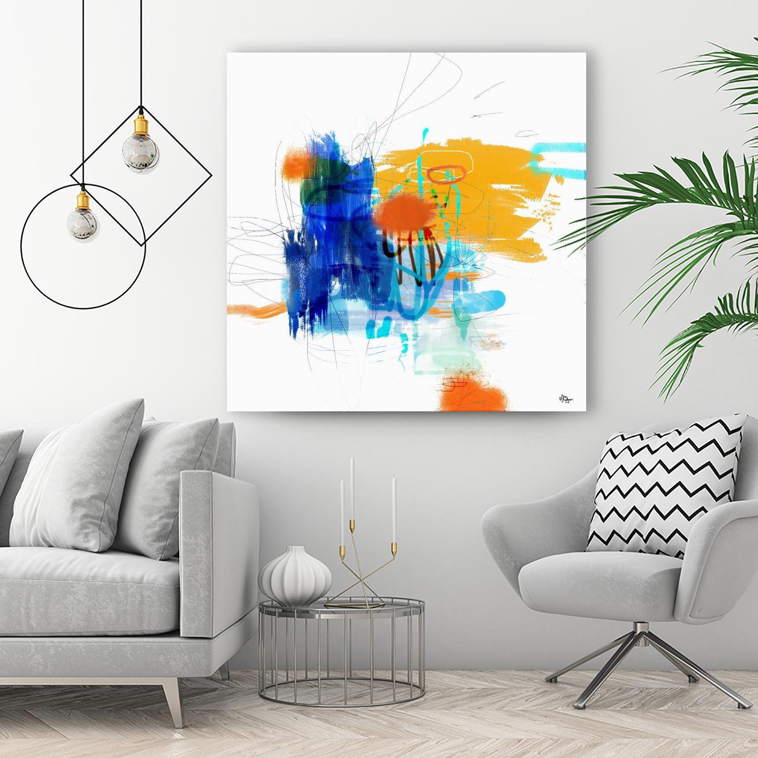 Loving Life VI by Lisa Ridgers on GIANT ART - yellows, blues abstract