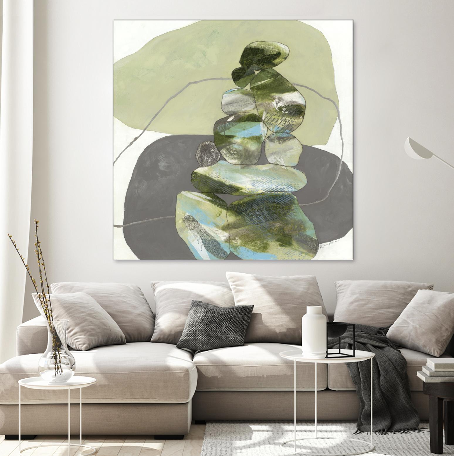 Green Cairns III by Ruth Fromstein on GIANT ART - greens organic shapes