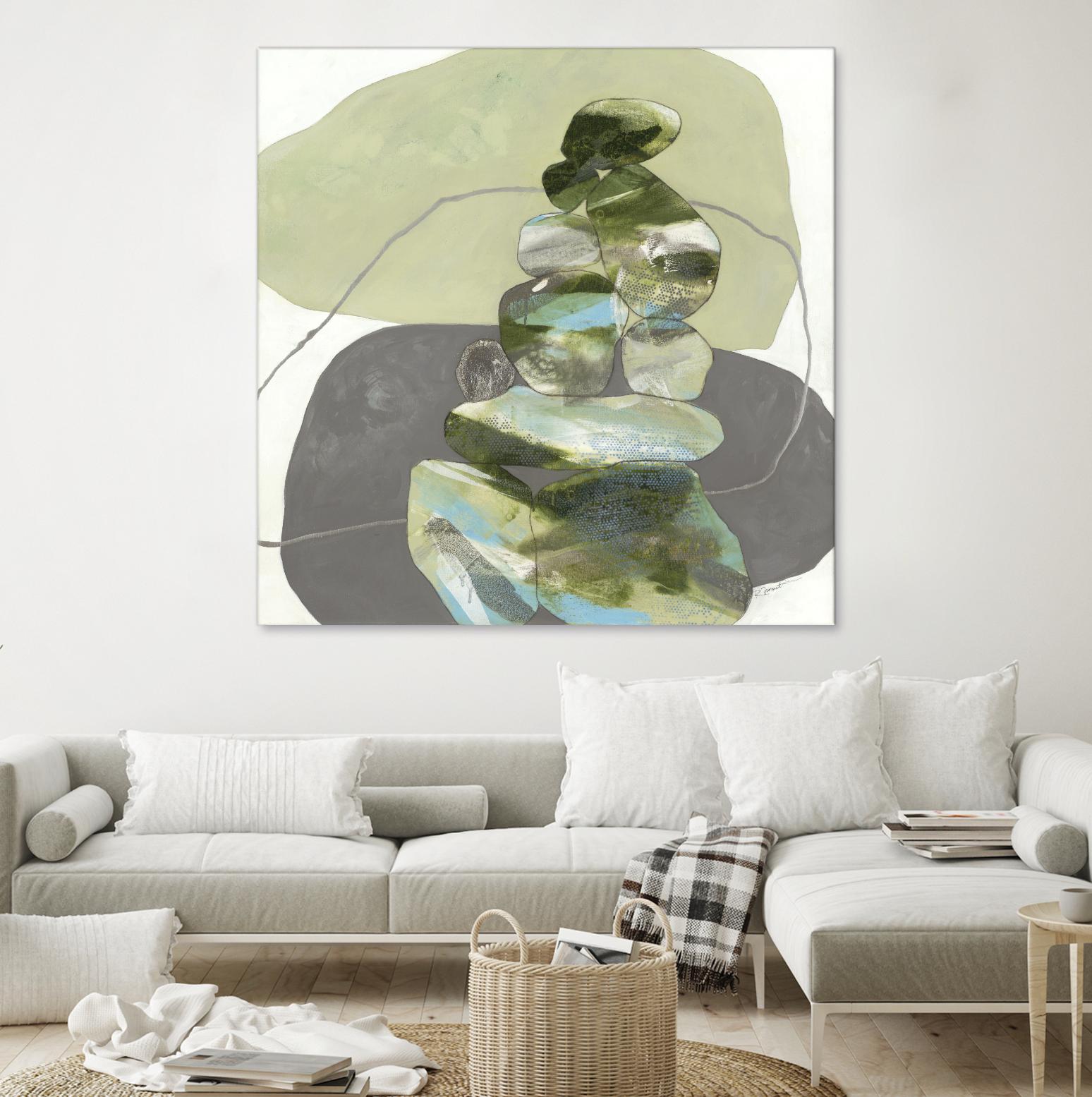 Green Cairns III by Ruth Fromstein on GIANT ART - greens organic shapes