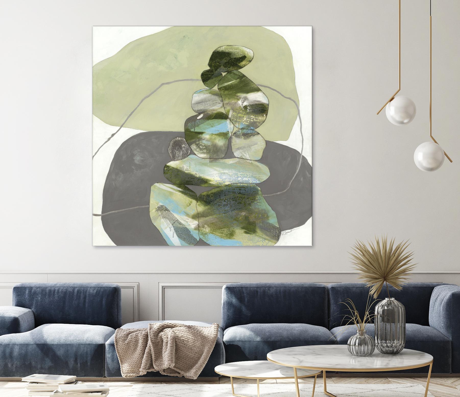 Green Cairns III by Ruth Fromstein on GIANT ART - greens organic shapes