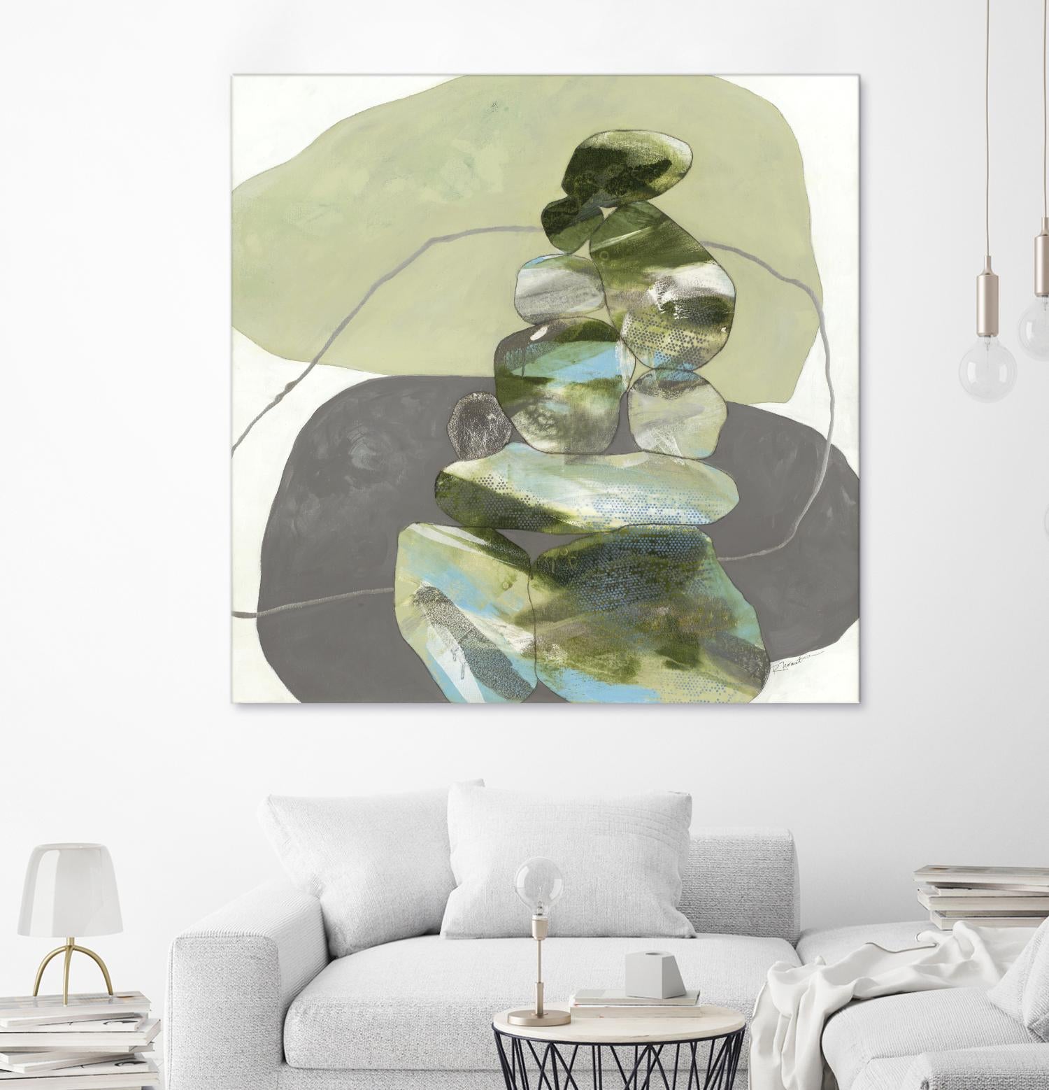 Green Cairns III by Ruth Fromstein on GIANT ART - greens organic shapes