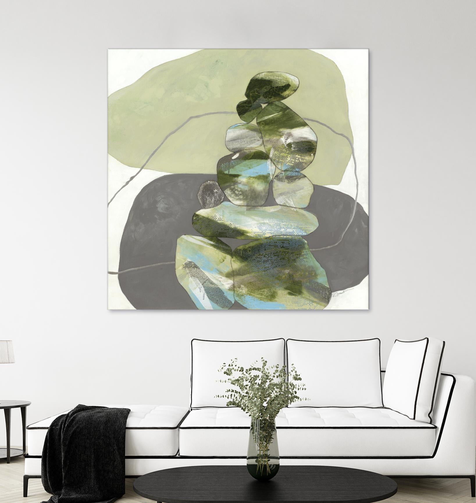 Green Cairns III by Ruth Fromstein on GIANT ART - greens organic shapes