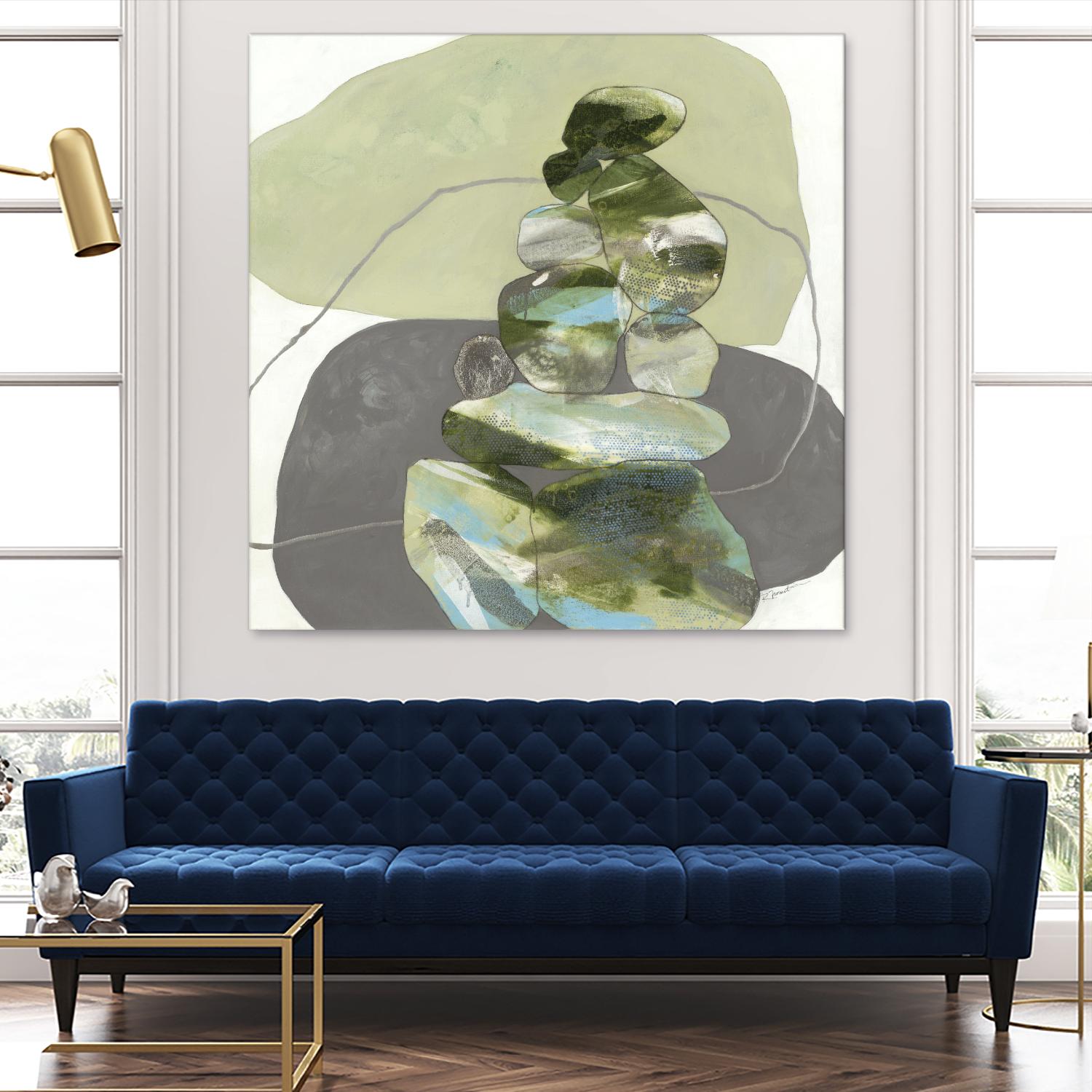 Green Cairns III by Ruth Fromstein on GIANT ART - greens organic shapes
