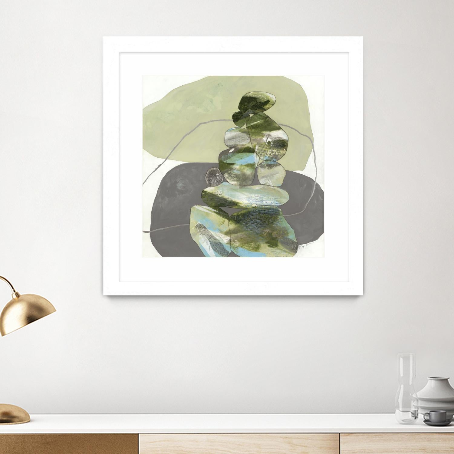 Green Cairns III by Ruth Fromstein on GIANT ART - greens organic shapes