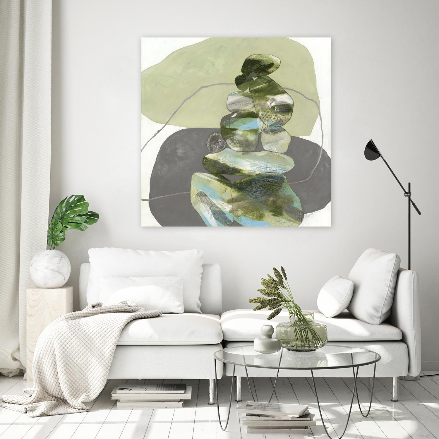 Green Cairns III by Ruth Fromstein on GIANT ART - greens organic shapes