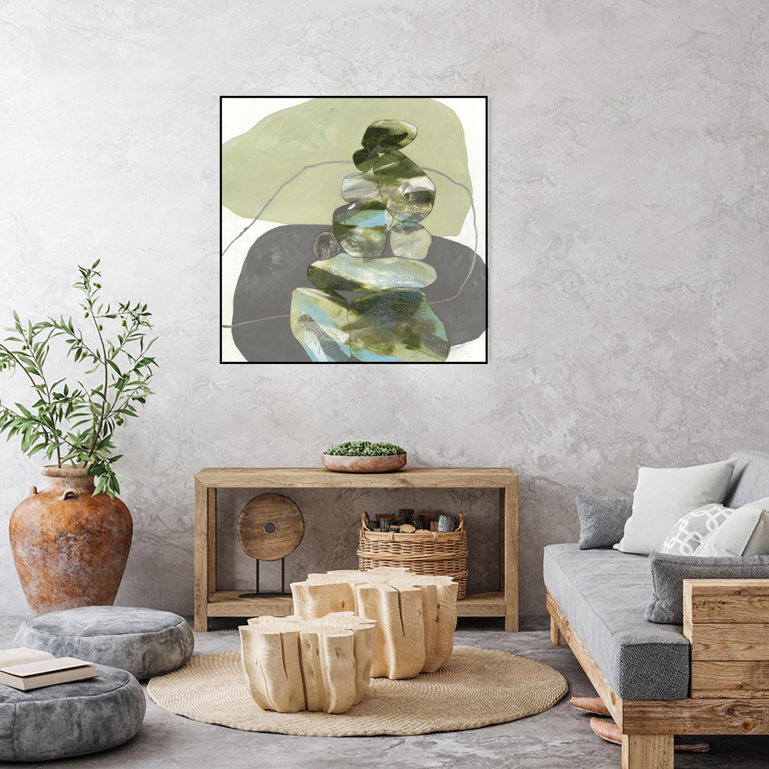 Green Cairns III by Ruth Fromstein on GIANT ART - greens organic shapes