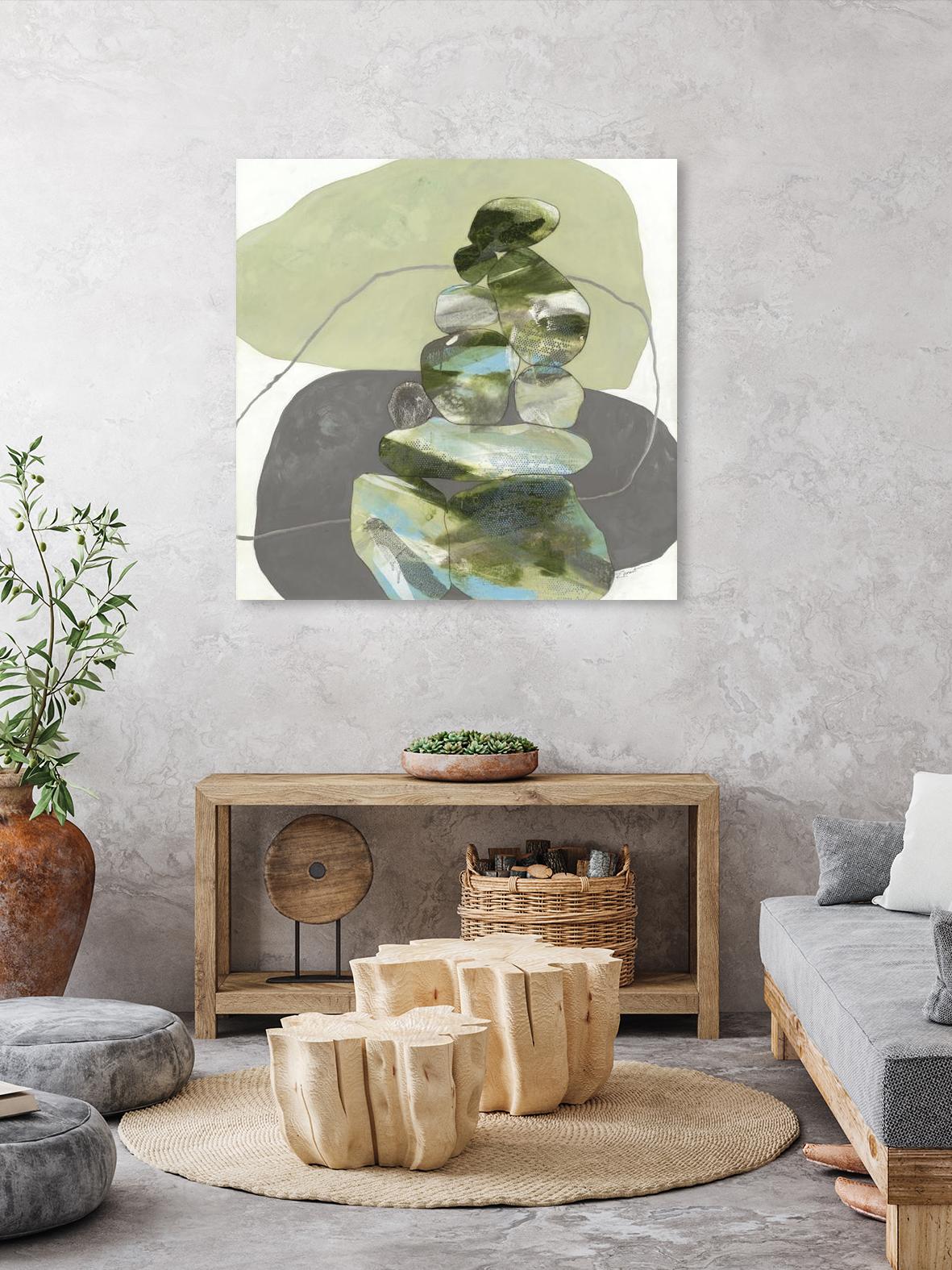 Green Cairns III by Ruth Fromstein on GIANT ART - greens organic shapes
