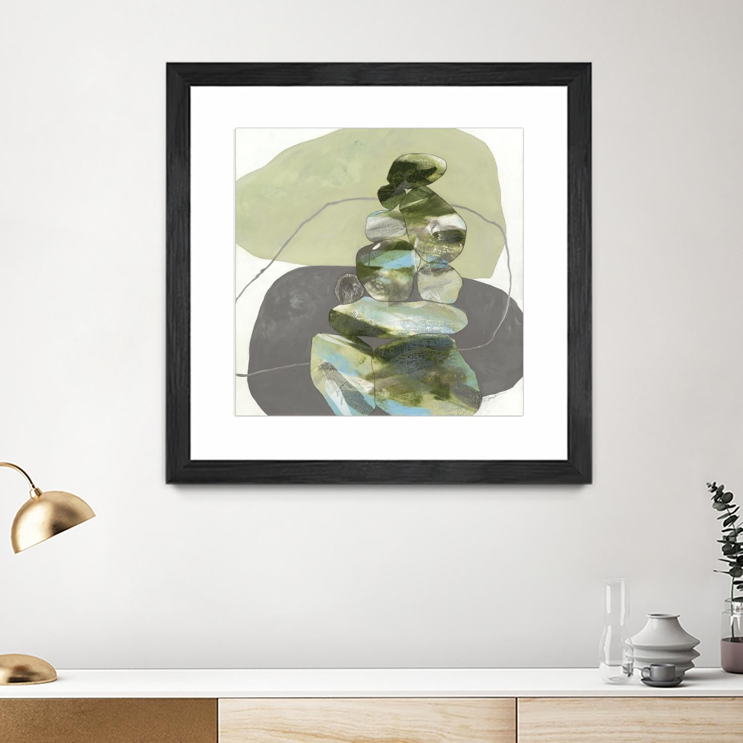 Green Cairns III by Ruth Fromstein on GIANT ART - greens organic shapes