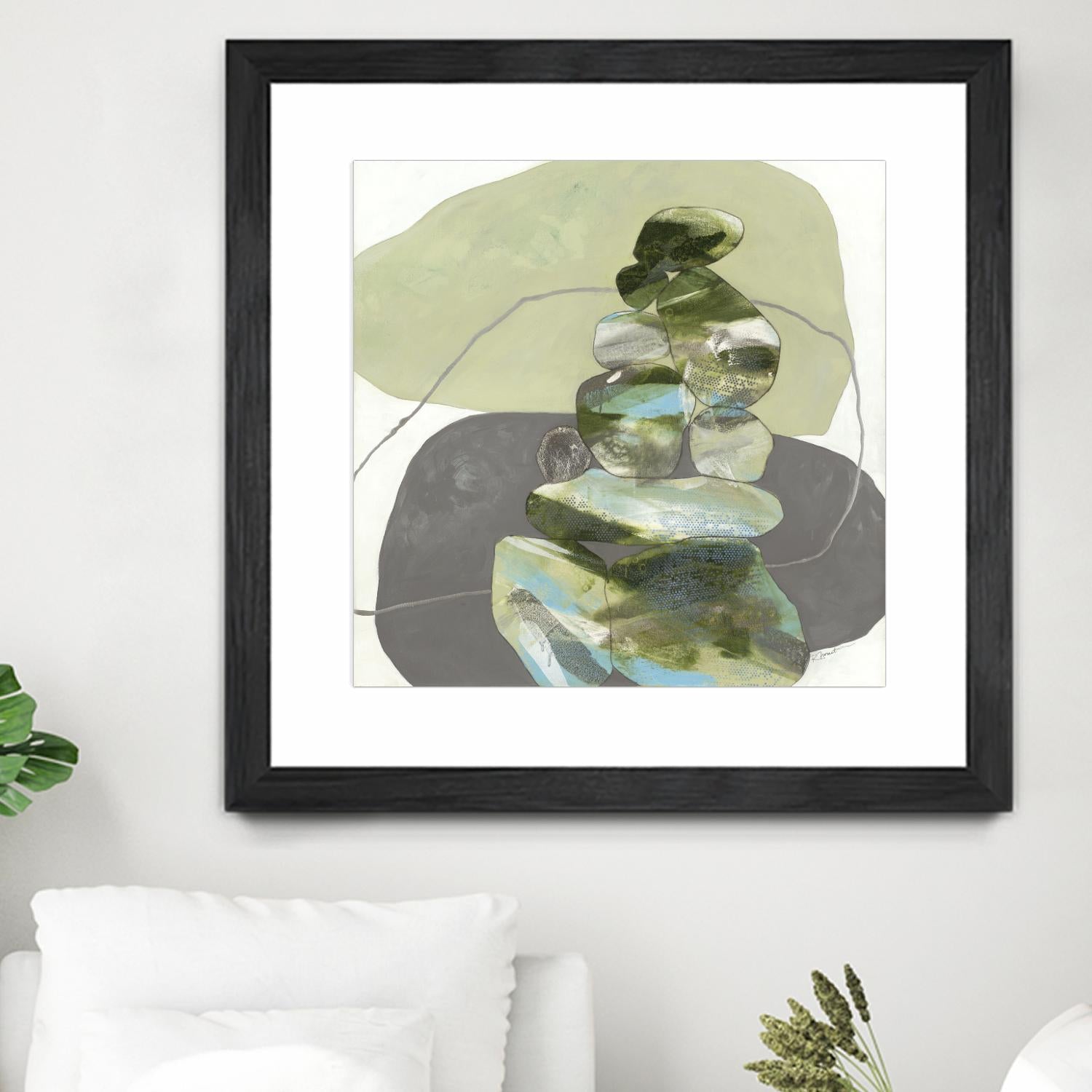 Green Cairns III by Ruth Fromstein on GIANT ART - greens organic shapes