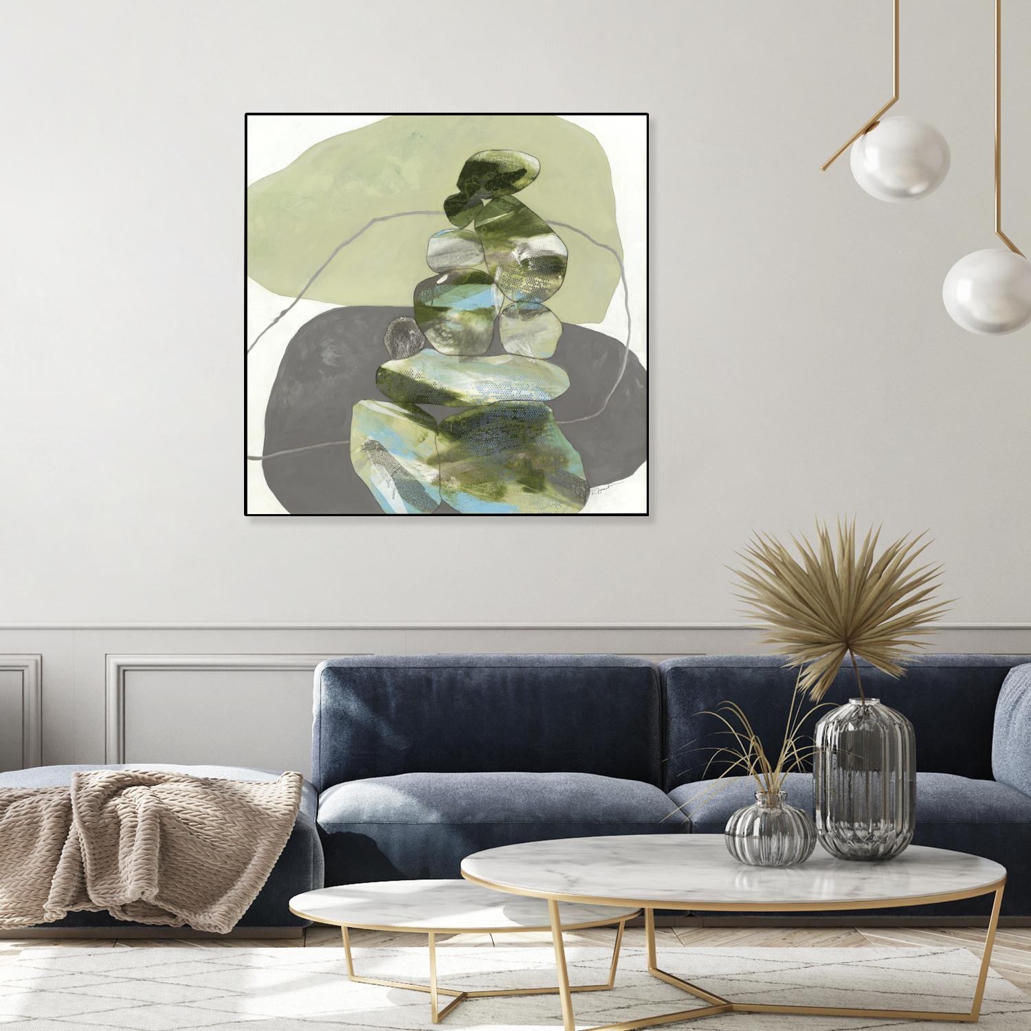 Green Cairns III by Ruth Fromstein on GIANT ART - greens organic shapes