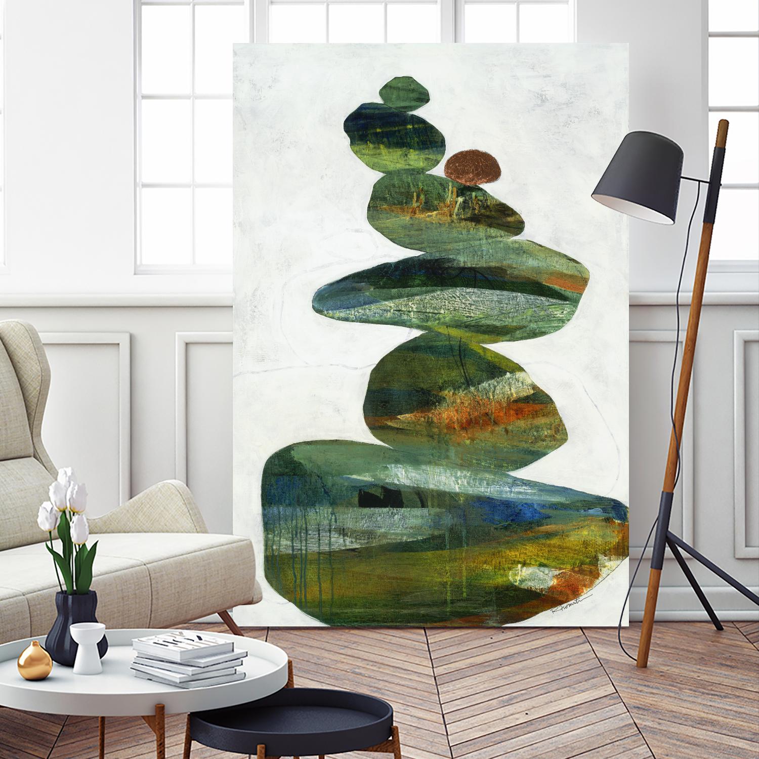 Balancing Act I by Ruth Fromstein on GIANT ART - greens organic shapes