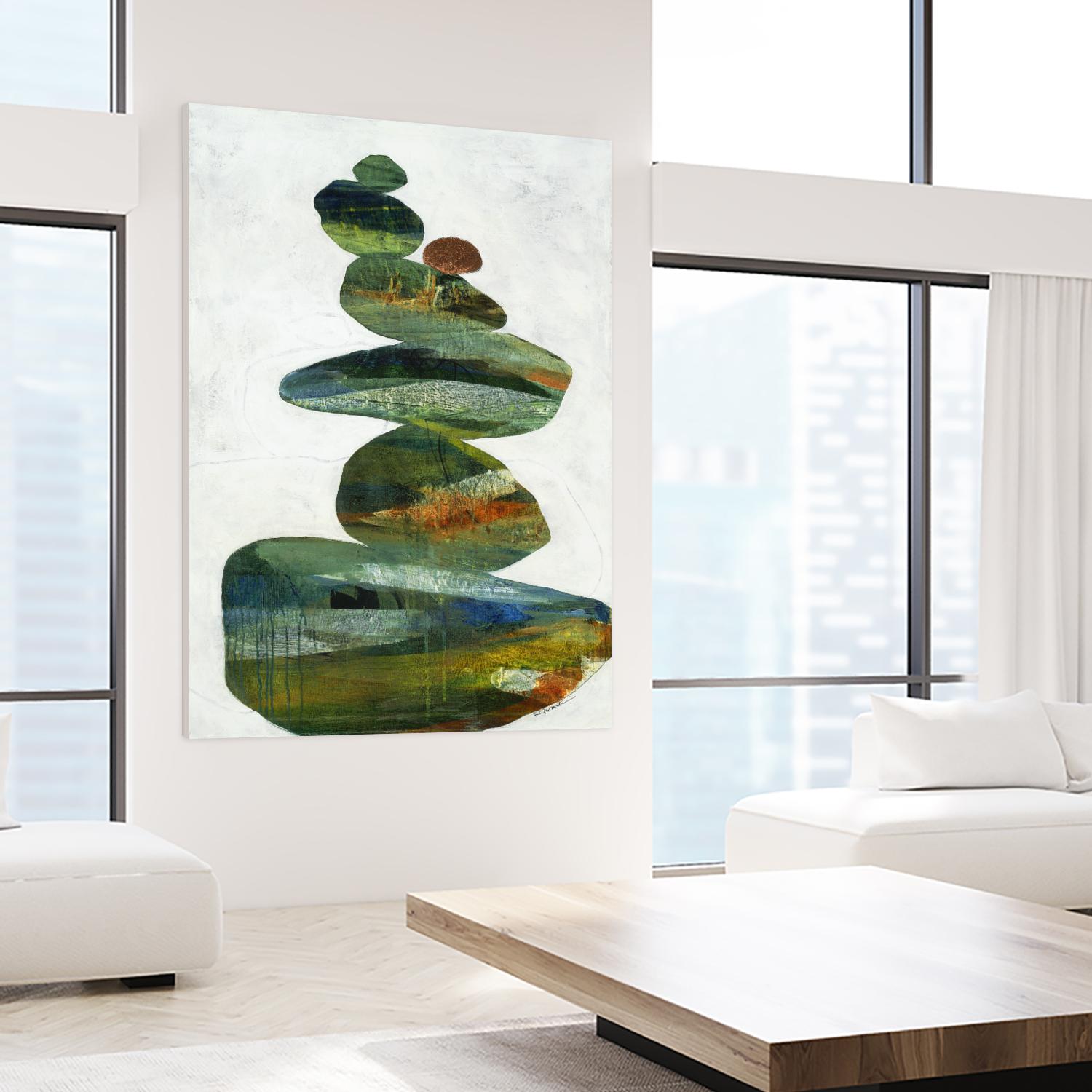 Balancing Act I by Ruth Fromstein on GIANT ART - greens organic shapes