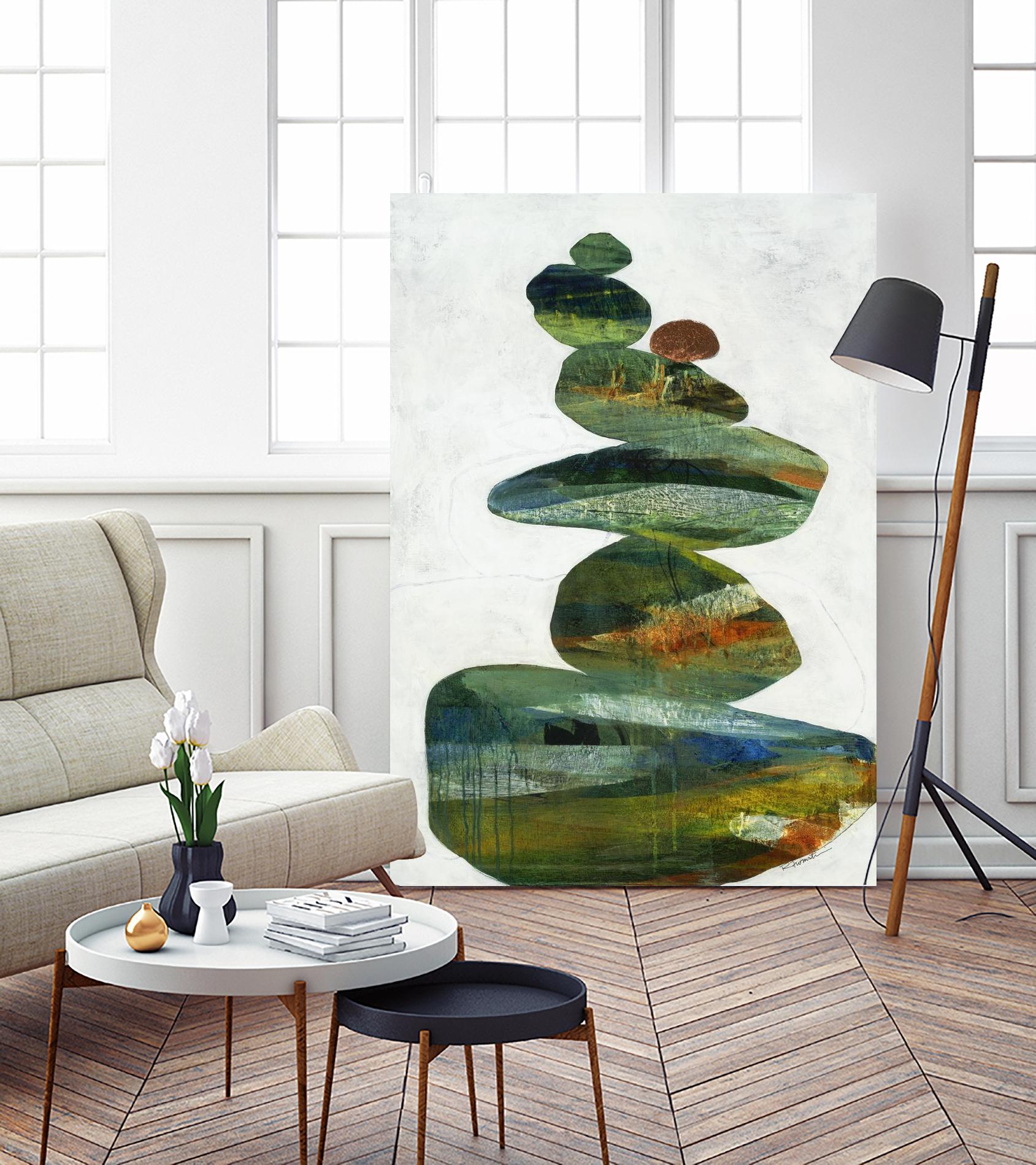 Balancing Act I by Ruth Fromstein on GIANT ART - greens organic shapes