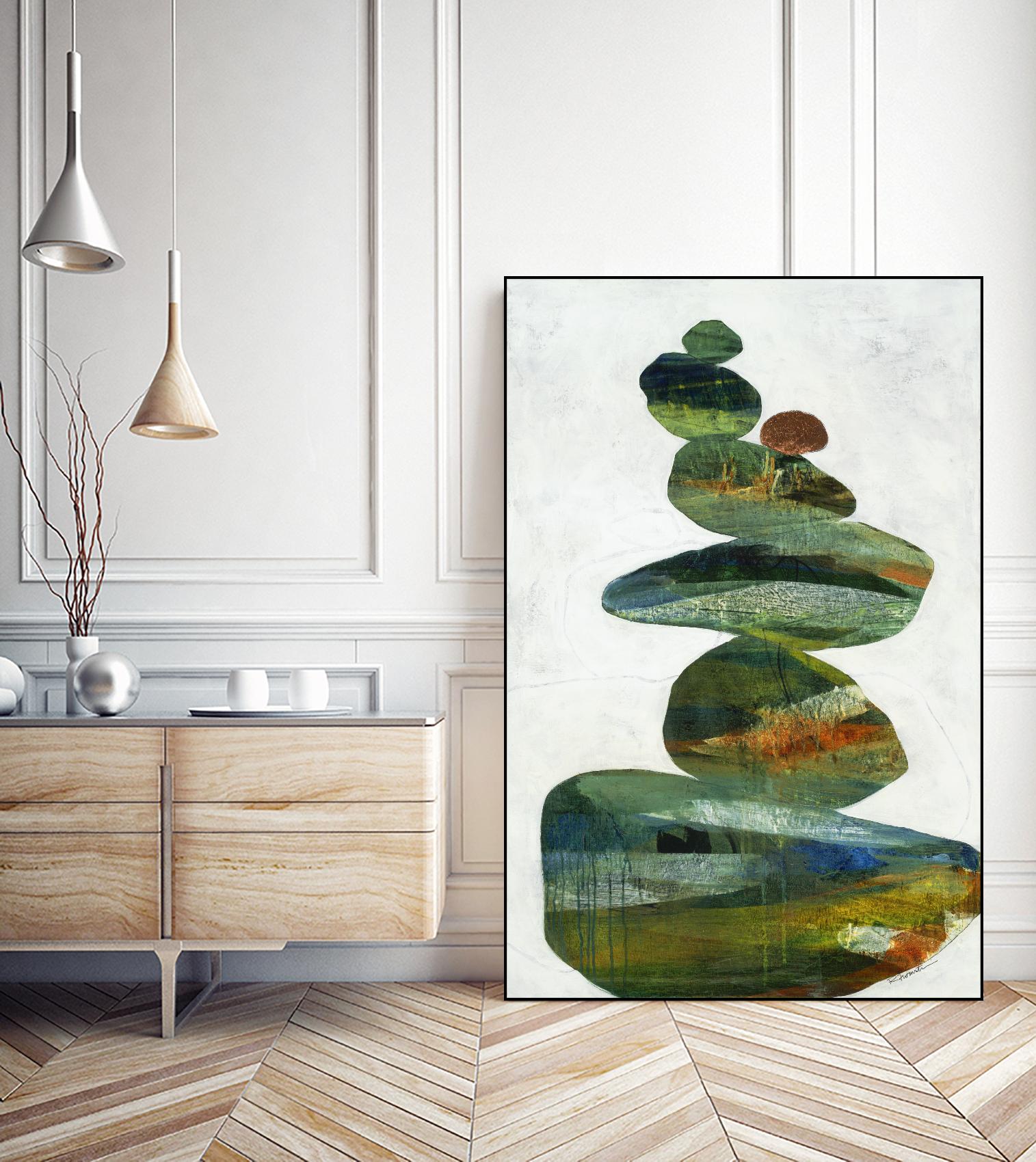 Balancing Act I by Ruth Fromstein on GIANT ART - greens organic shapes