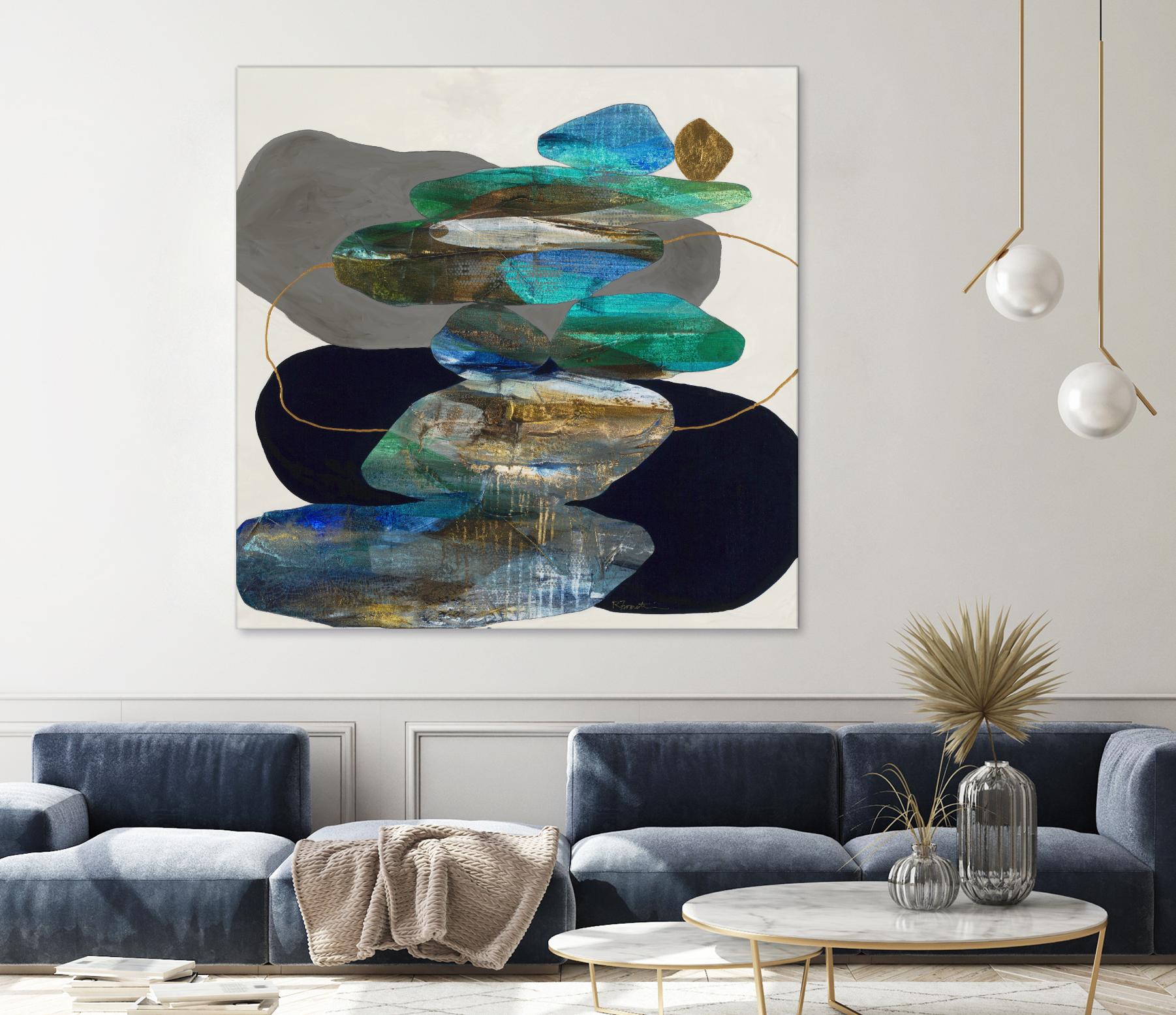 More Cairns by Ruth Fromstein on GIANT ART - blues organic shapes