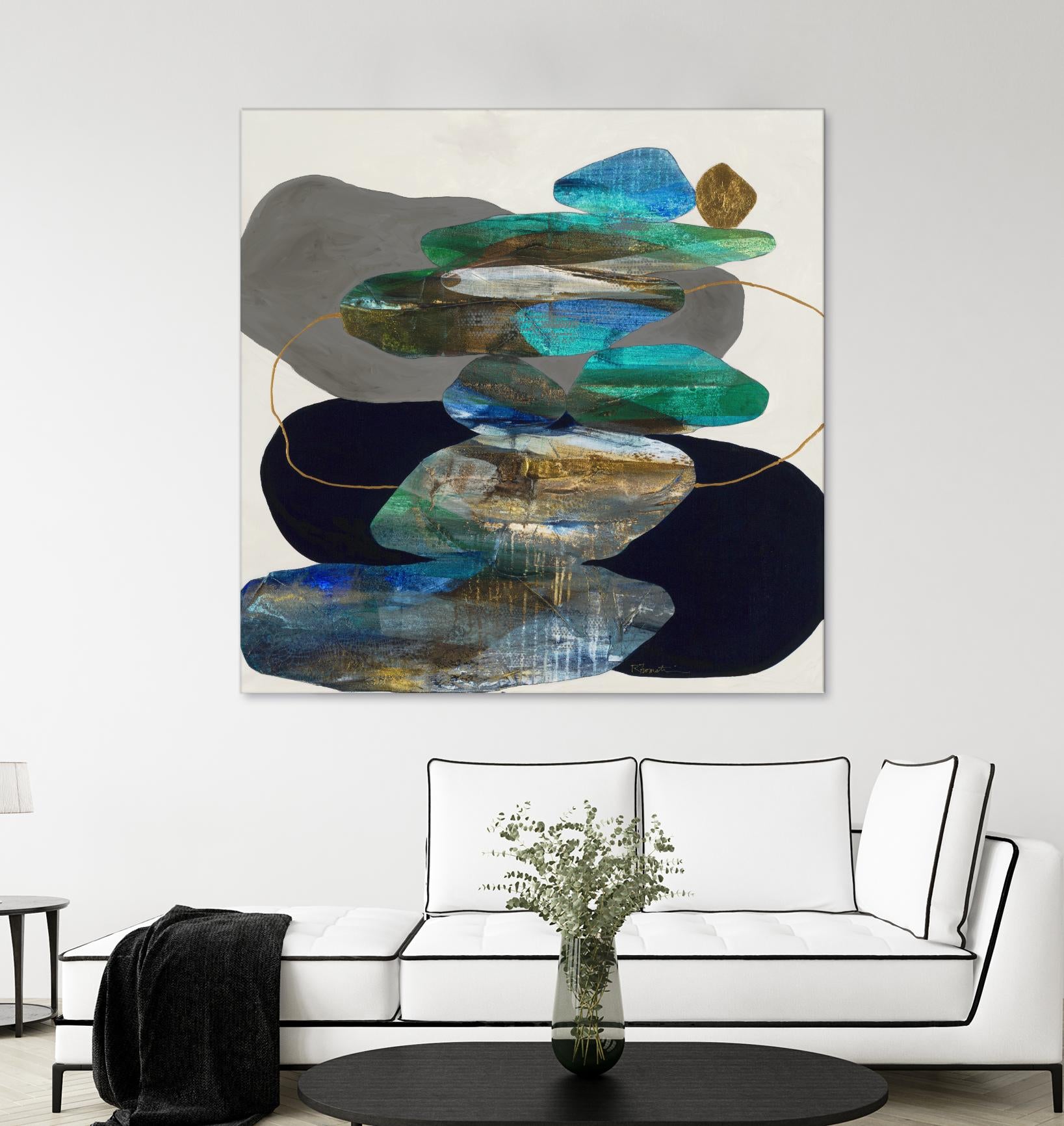 More Cairns by Ruth Fromstein on GIANT ART - blues organic shapes