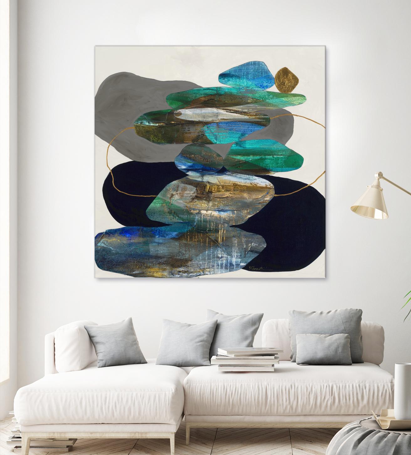 More Cairns by Ruth Fromstein on GIANT ART - blues organic shapes