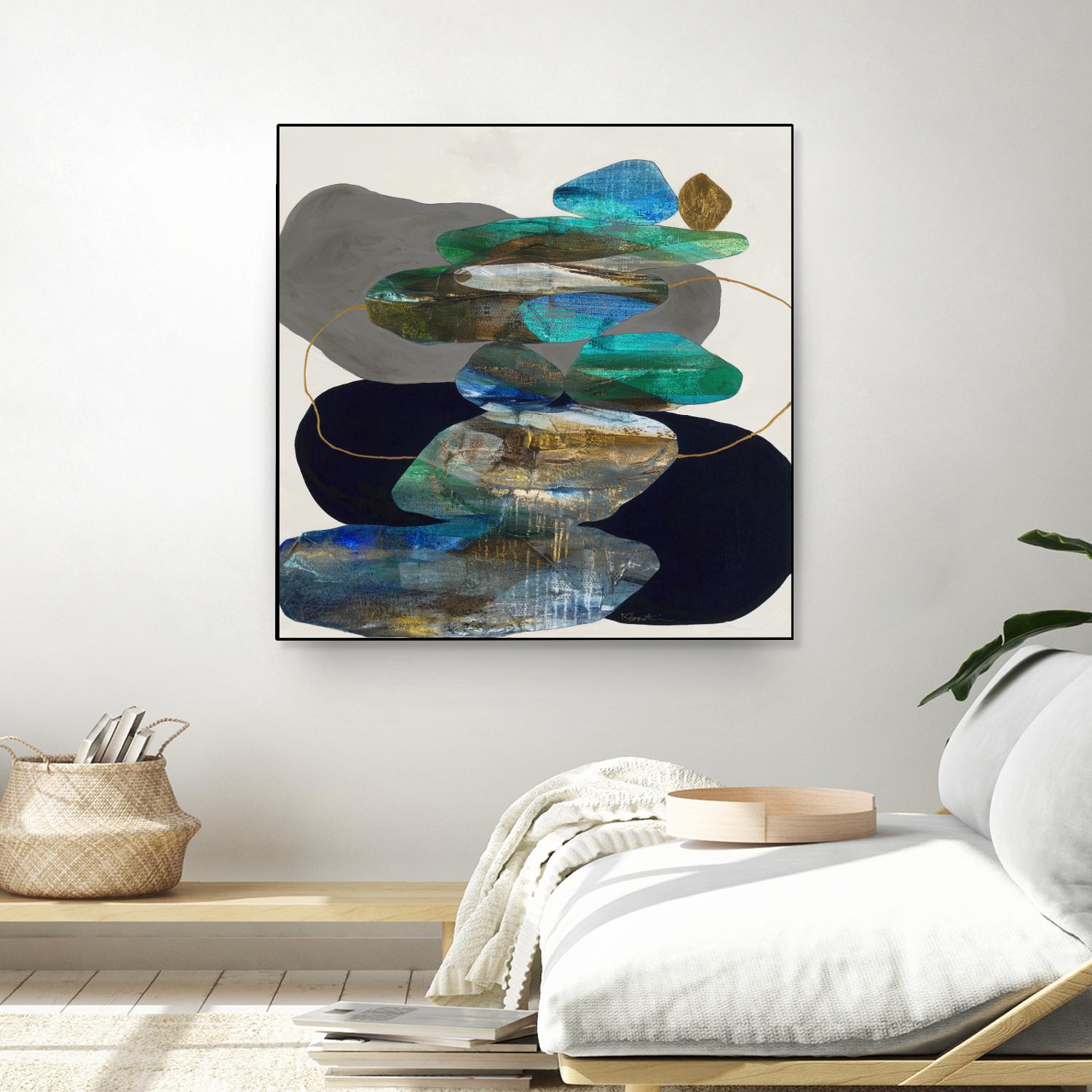 More Cairns by Ruth Fromstein on GIANT ART - blues organic shapes