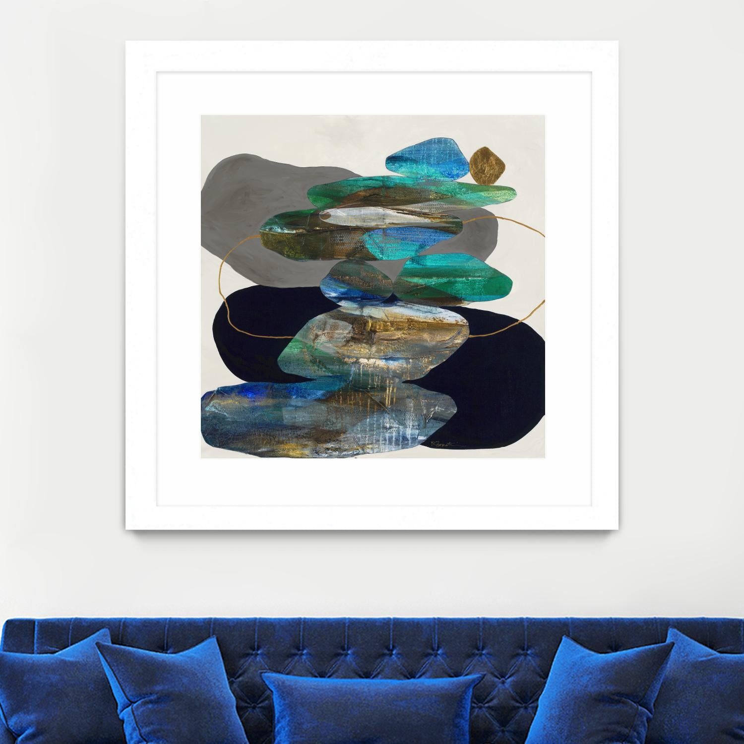 More Cairns by Ruth Fromstein on GIANT ART - blues organic shapes