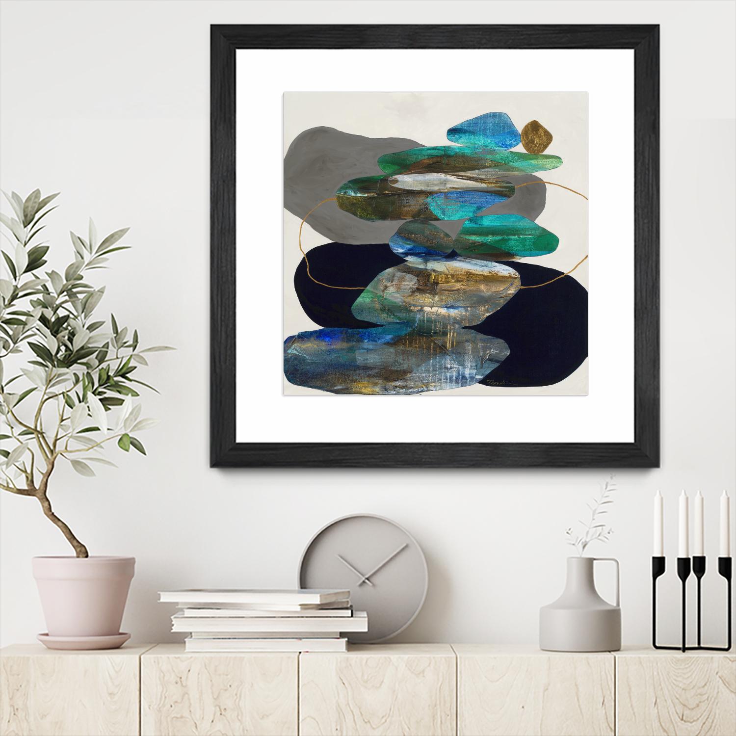 More Cairns by Ruth Fromstein on GIANT ART - blues organic shapes