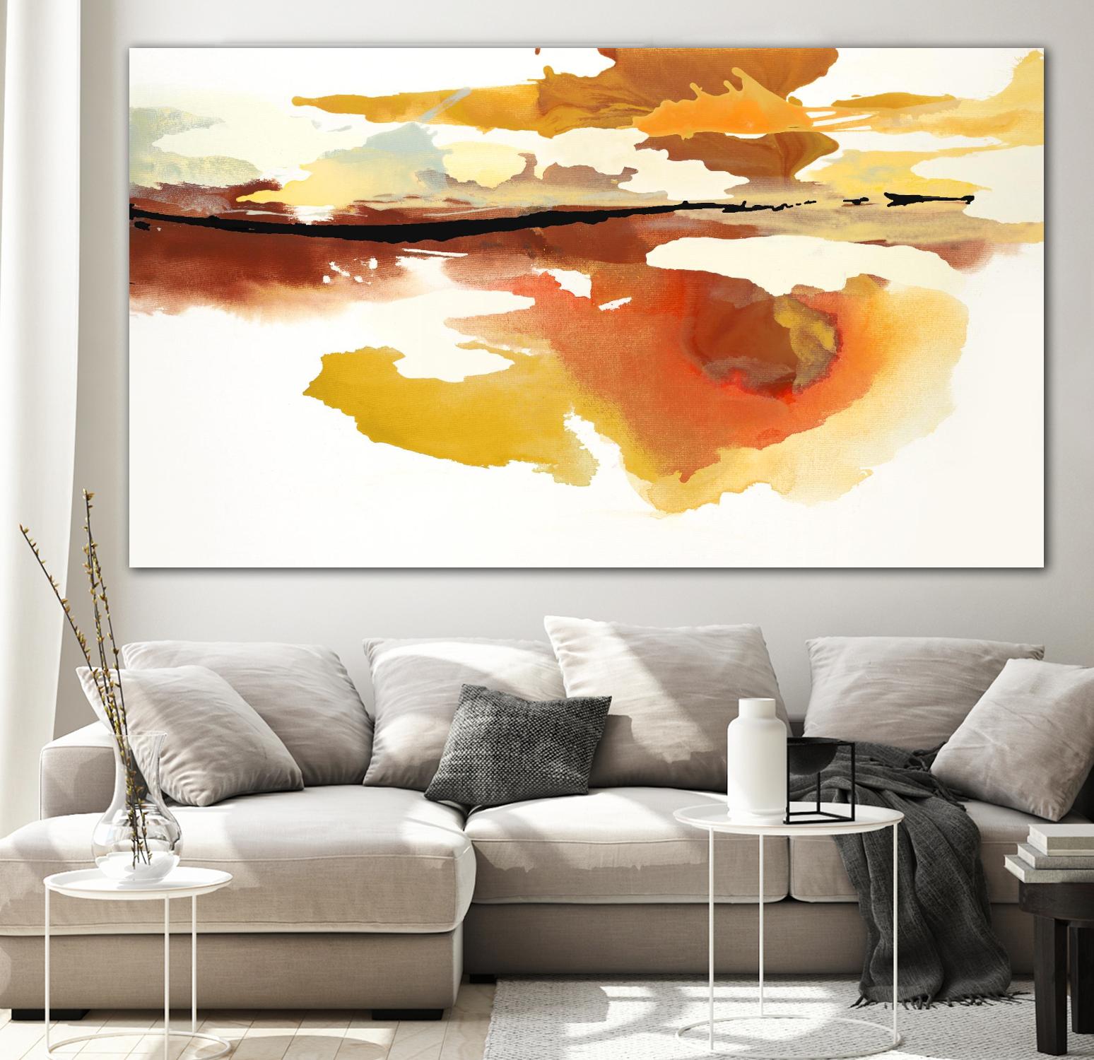Scenery II by Randy Hibberd on GIANT ART - oranges, yellows fluid abstracts