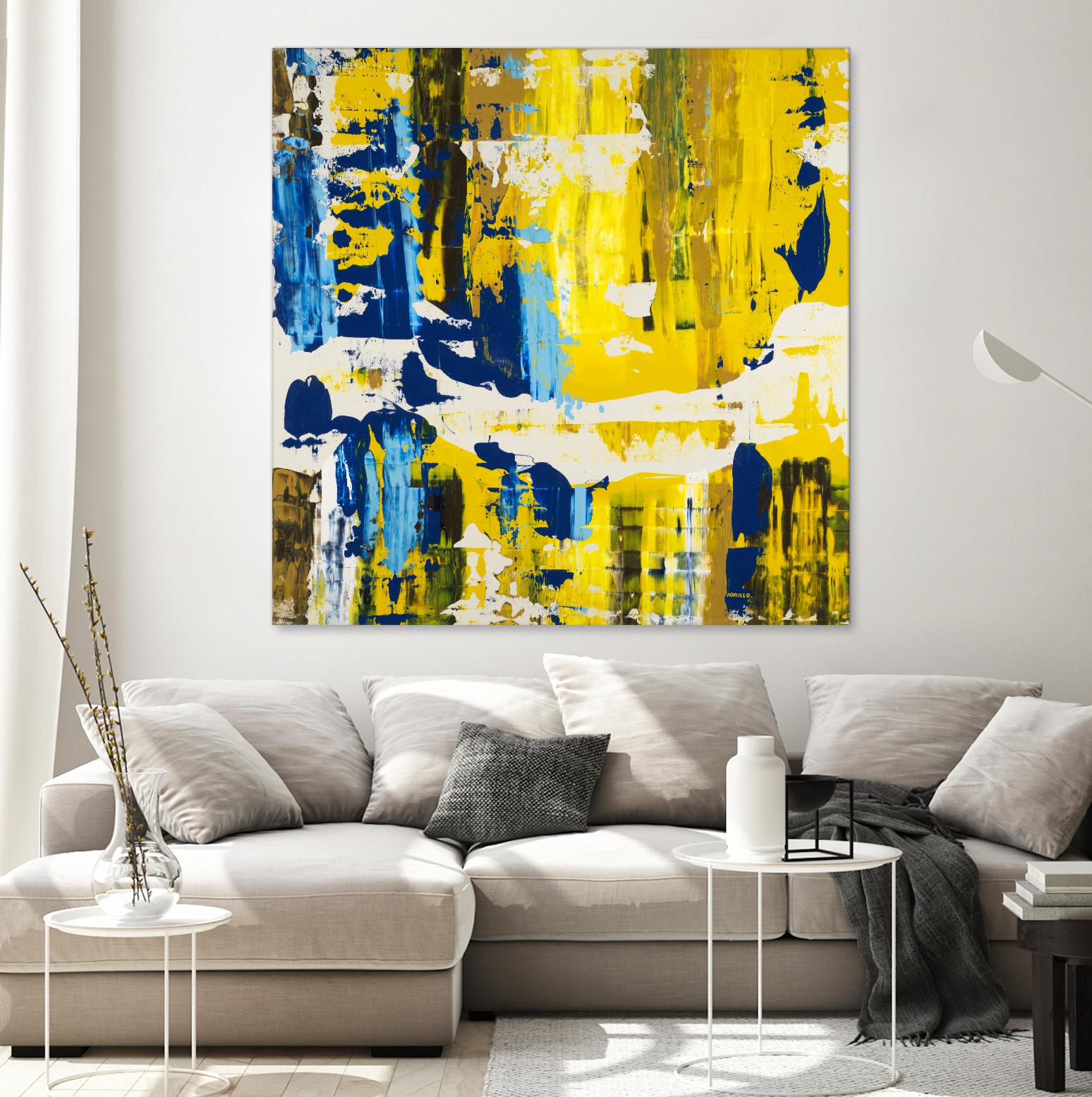 Old Yeller With Blue Velocity by Jeff Iorillo on GIANT ART - blue abstract