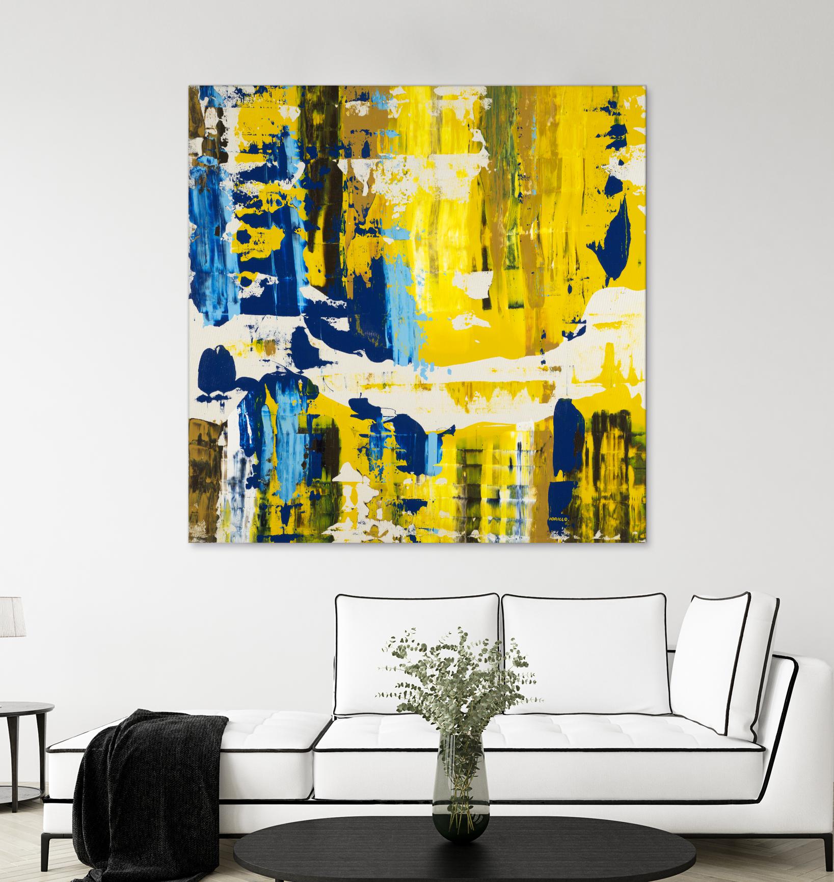 Old Yeller With Blue Velocity by Jeff Iorillo on GIANT ART - blue abstract