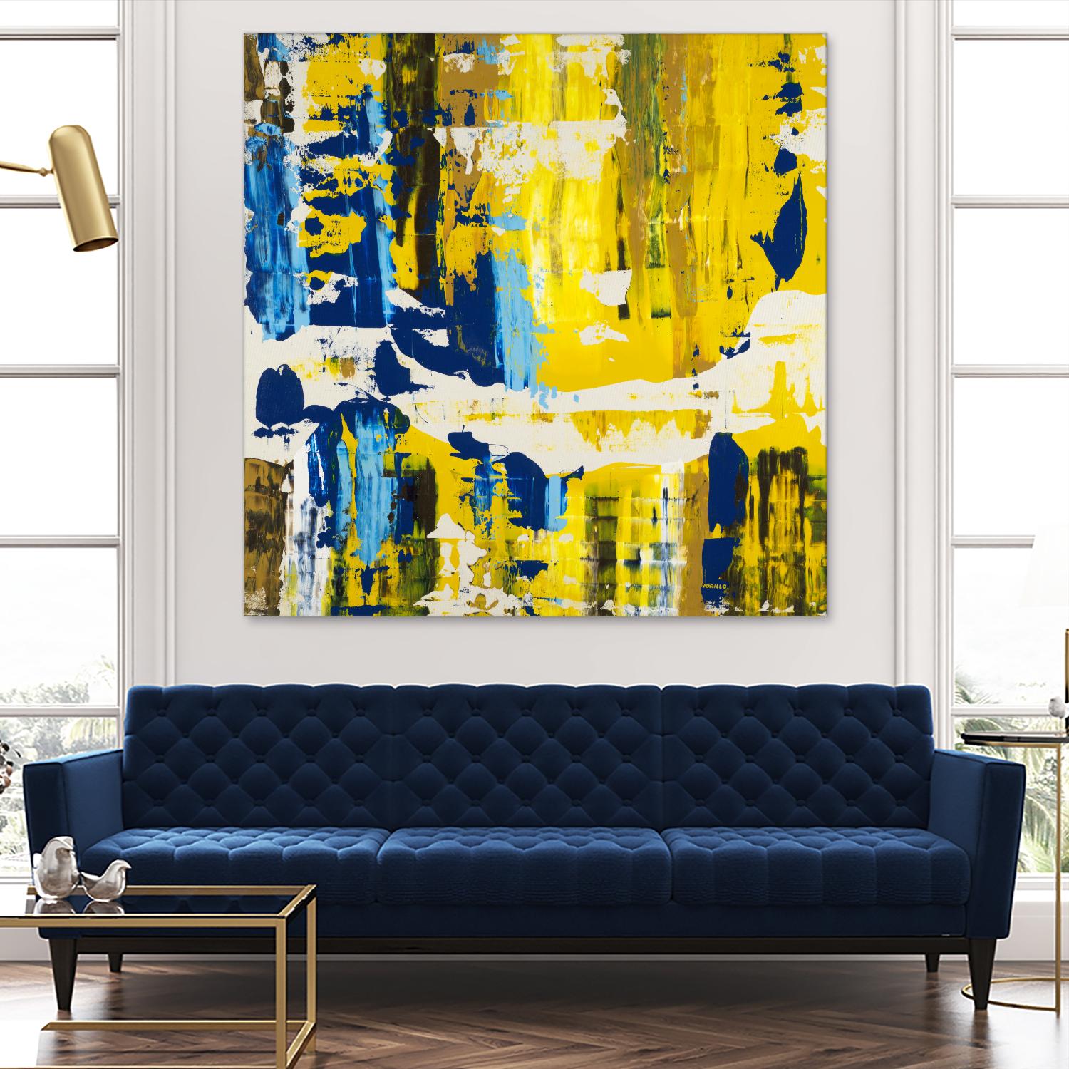 Old Yeller With Blue Velocity by Jeff Iorillo on GIANT ART - blue abstract